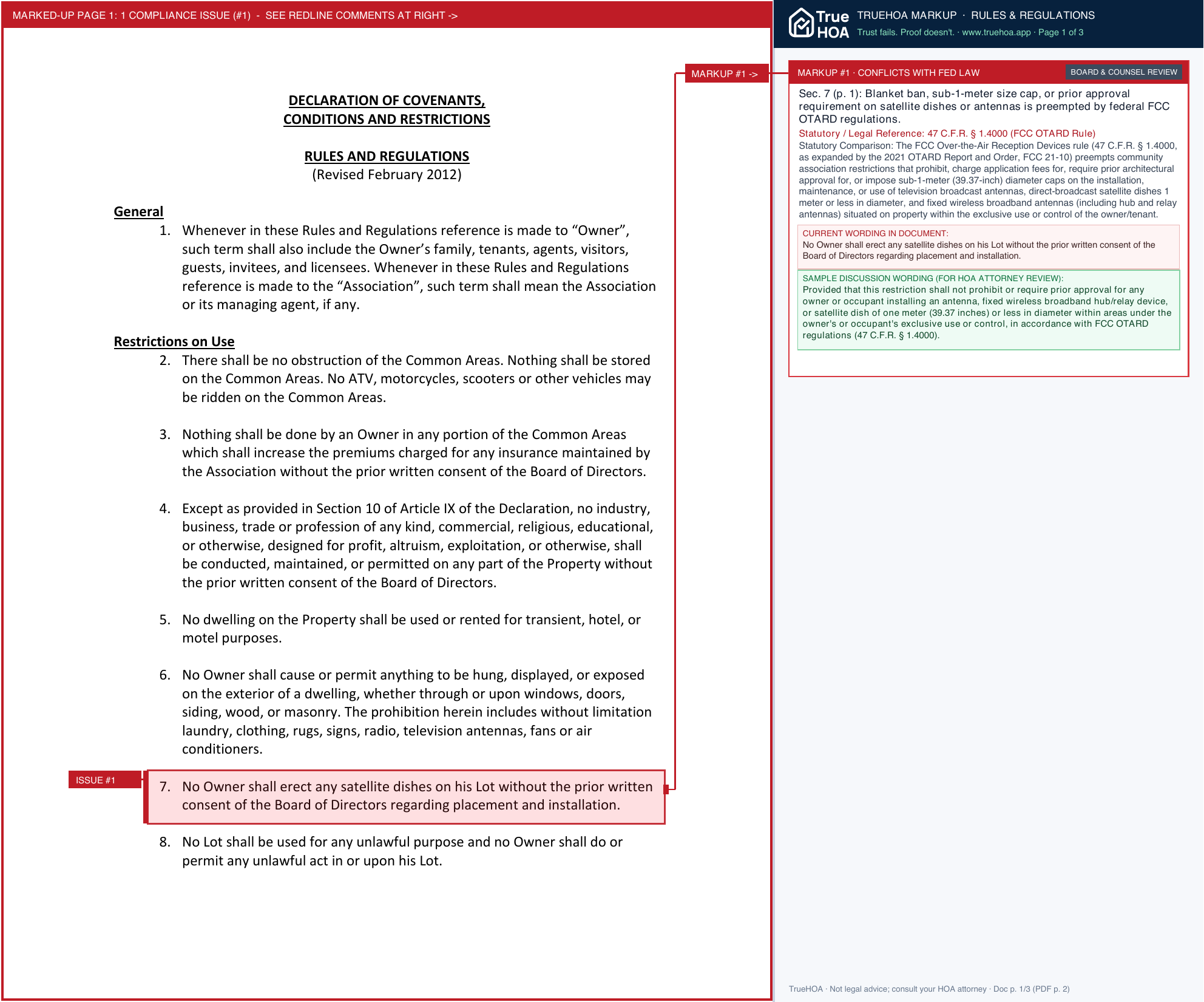 Avondale Run HOA Rulesandregulations page 1 widened with TrueHOA Crystal AI margin annotations