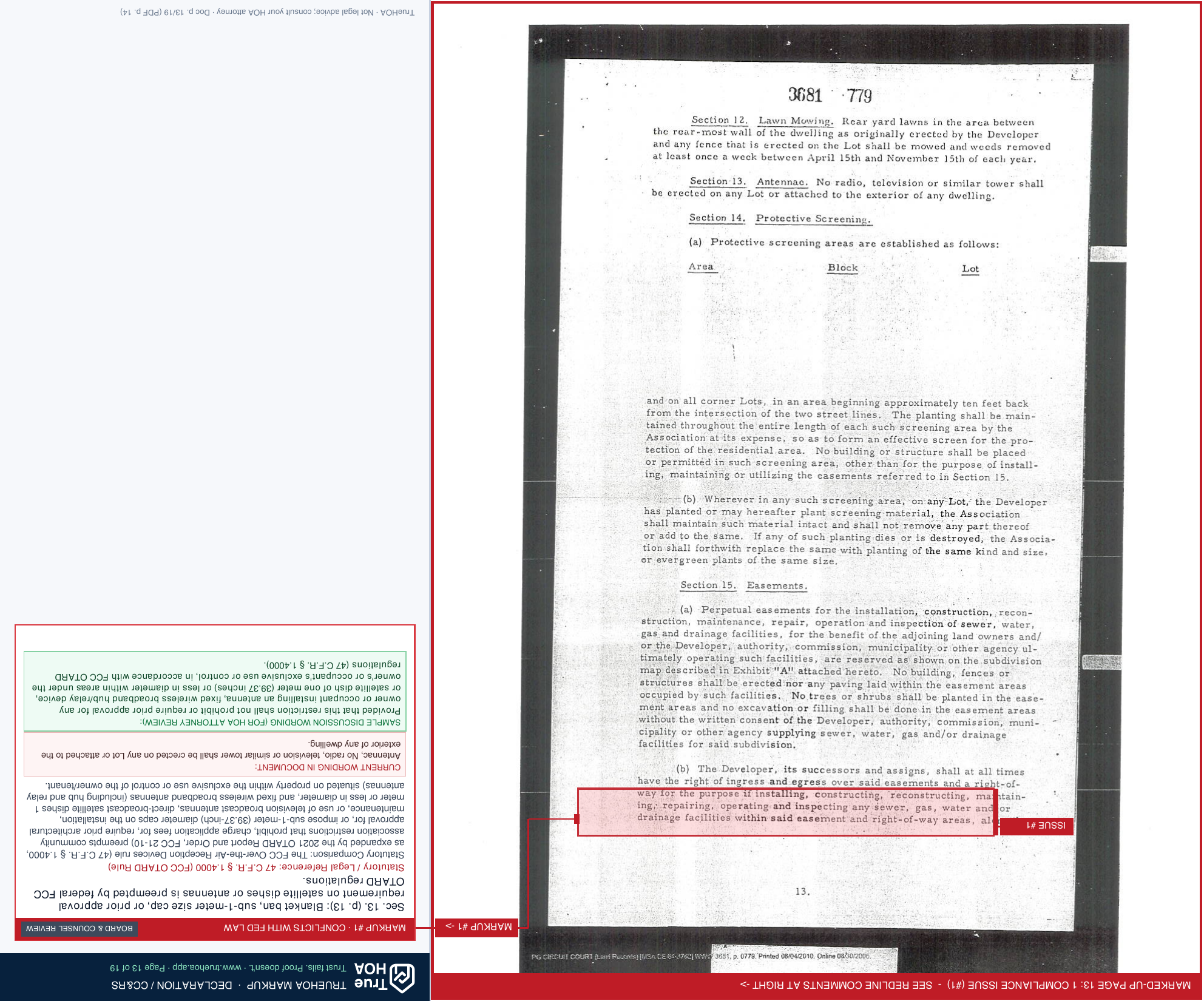 Belair Town II Townhouse Association Belair Town Ii Covenants page 13 widened with TrueHOA Crystal AI margin annotations