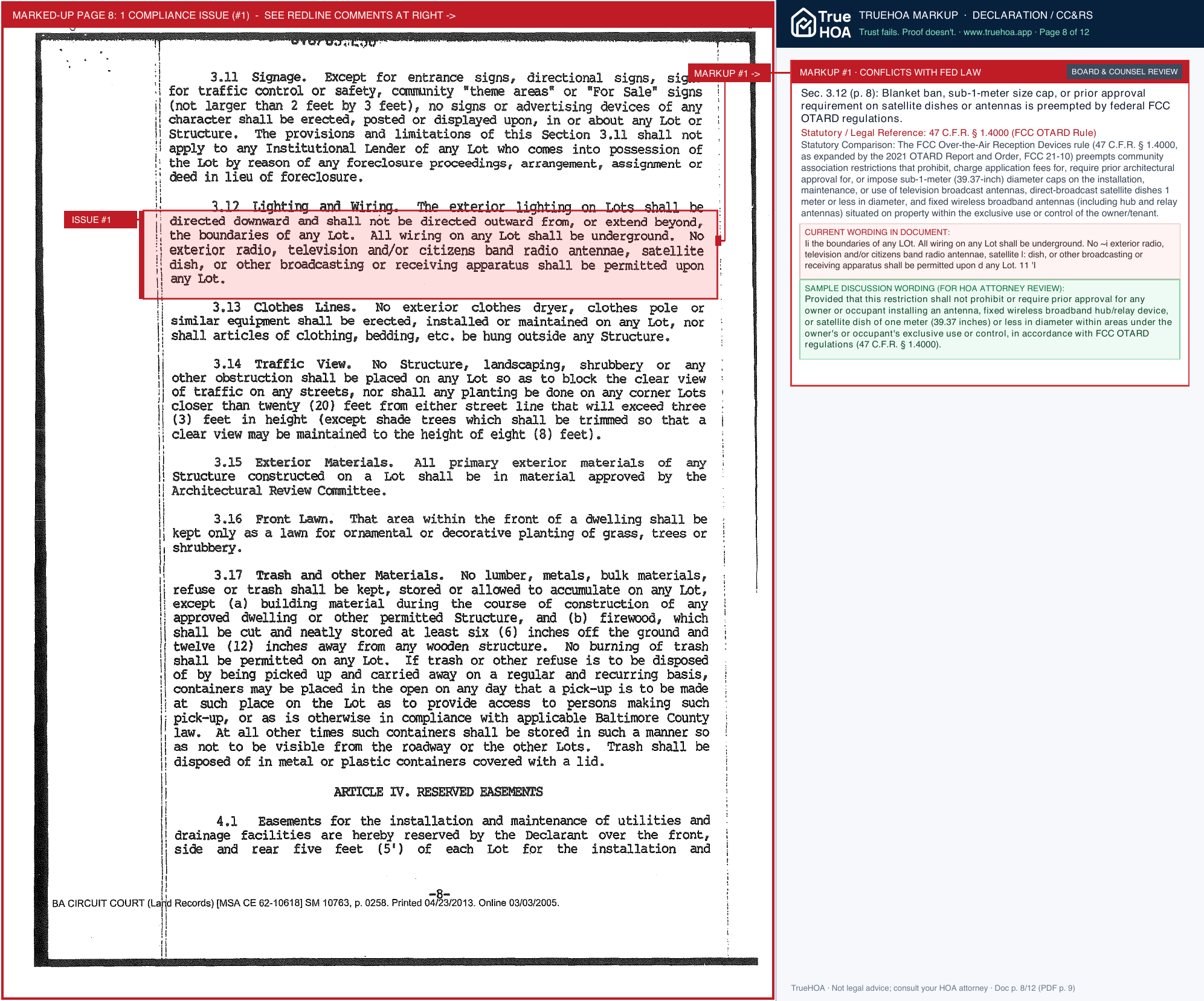 Chatterleigh Association Covenants Brookview Farms II page 8 widened with TrueHOA Crystal AI margin annotations