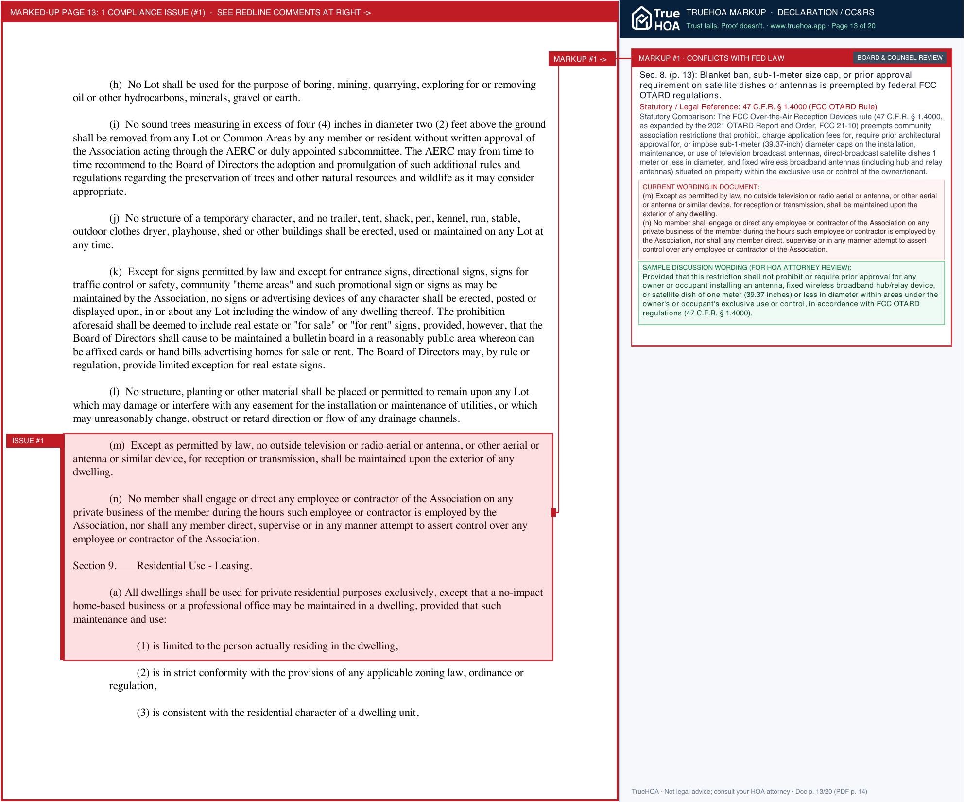 Heritage Harbour Community Association Declaration of Covenants page 13 widened with TrueHOA Crystal AI margin annotations