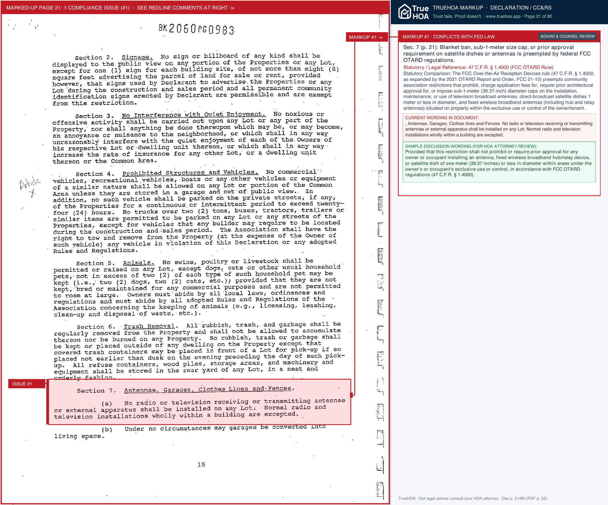 North Crossing HOA F0224 Covenants For Website page 21 widened with TrueHOA Crystal AI margin annotations