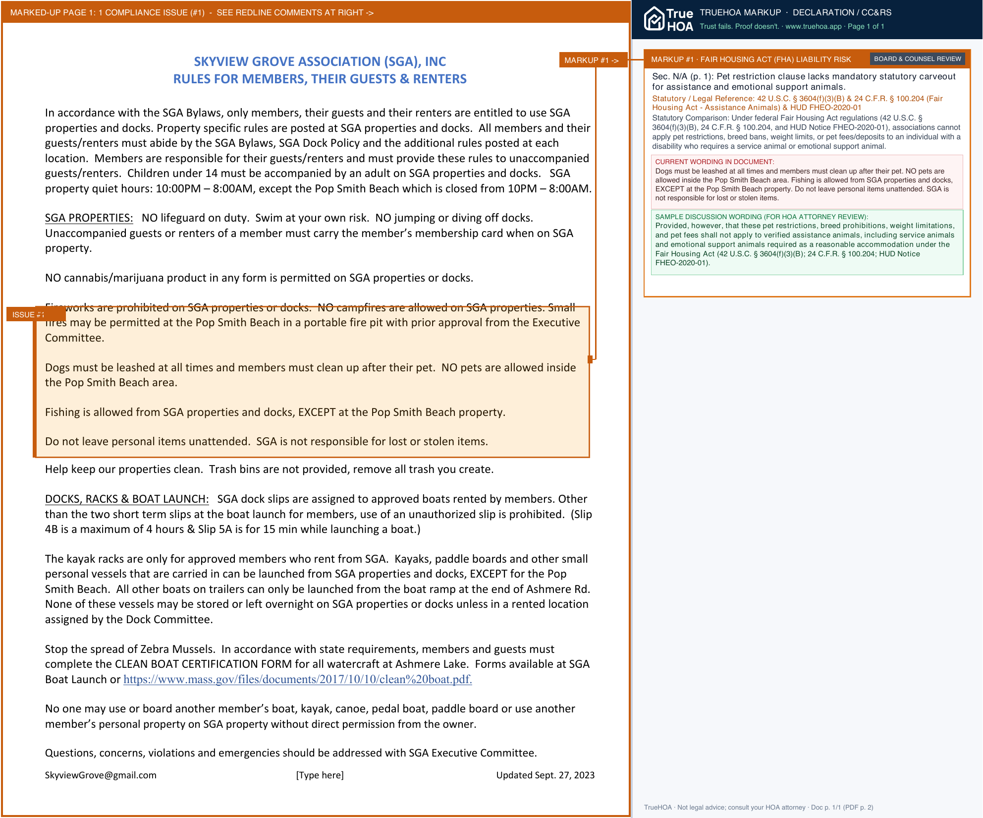 Skyview Grove Association Membershiprules 2023 page 1 widened with TrueHOA Crystal AI margin annotations