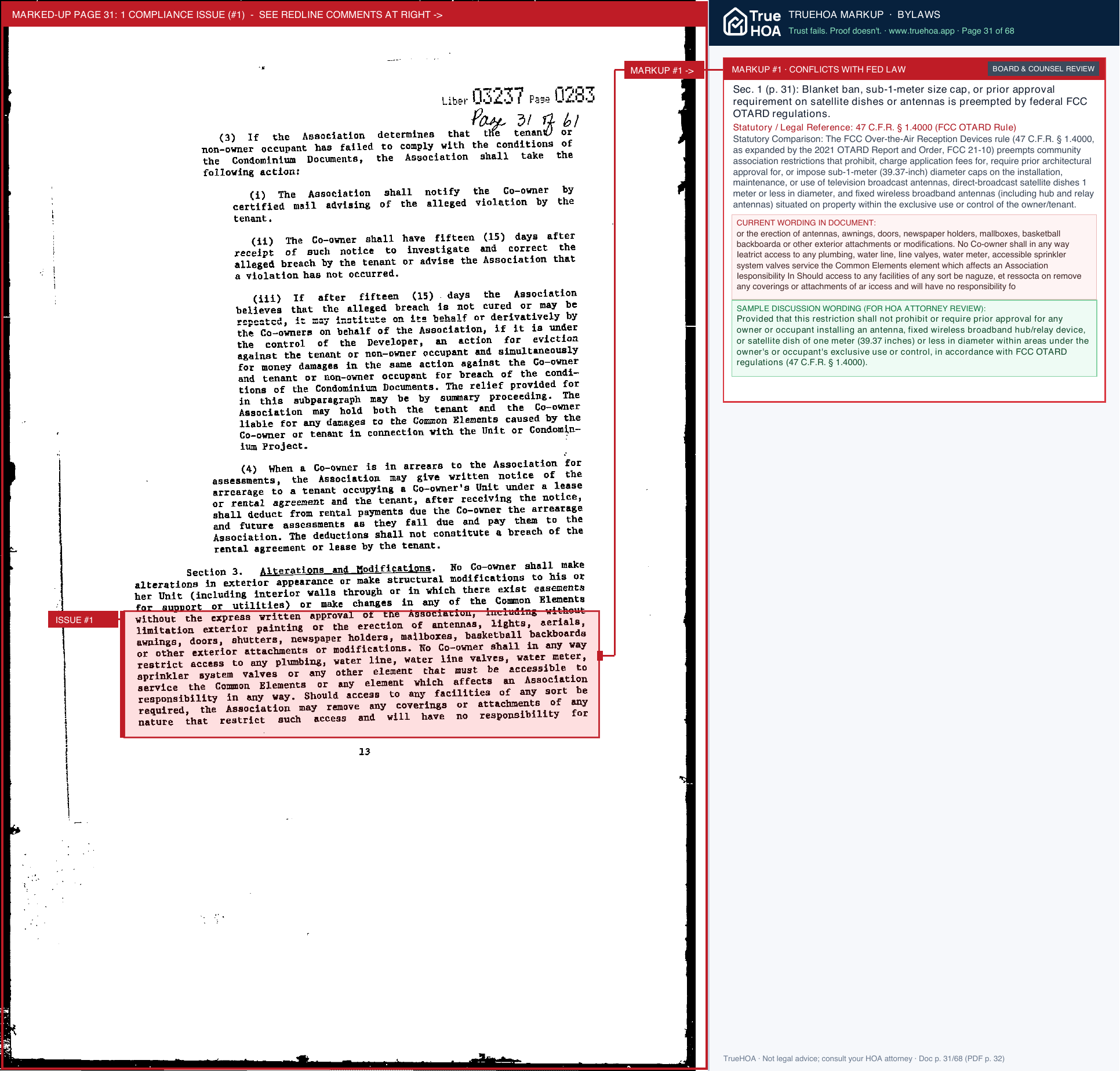 Turnberry Village Condominiums Turnberry Village Master Deed Bylaws page 31 widened with TrueHOA Crystal AI margin annotations
