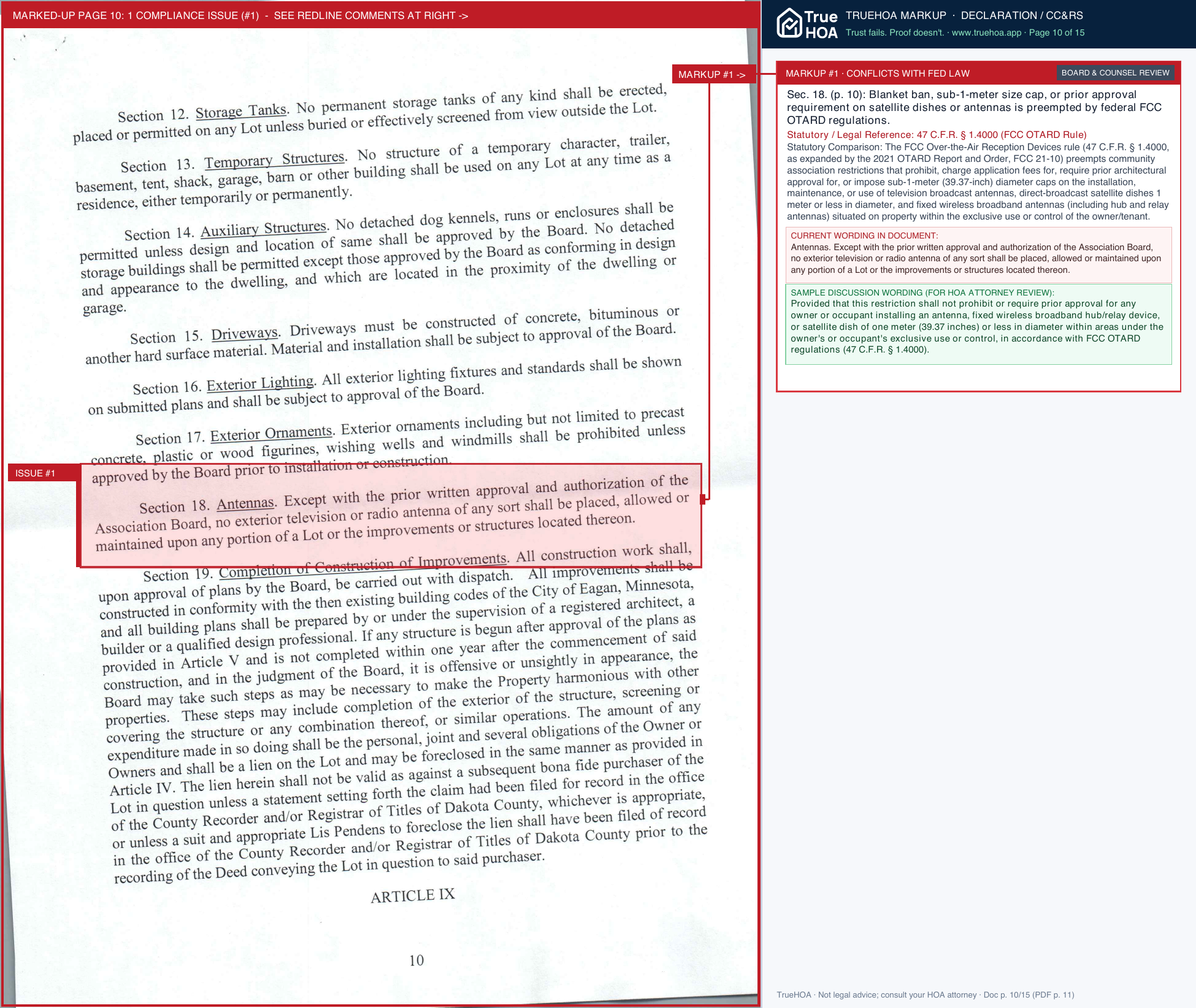 Wildflower HOA Amended Declaration page 10 widened with TrueHOA Crystal AI margin annotations