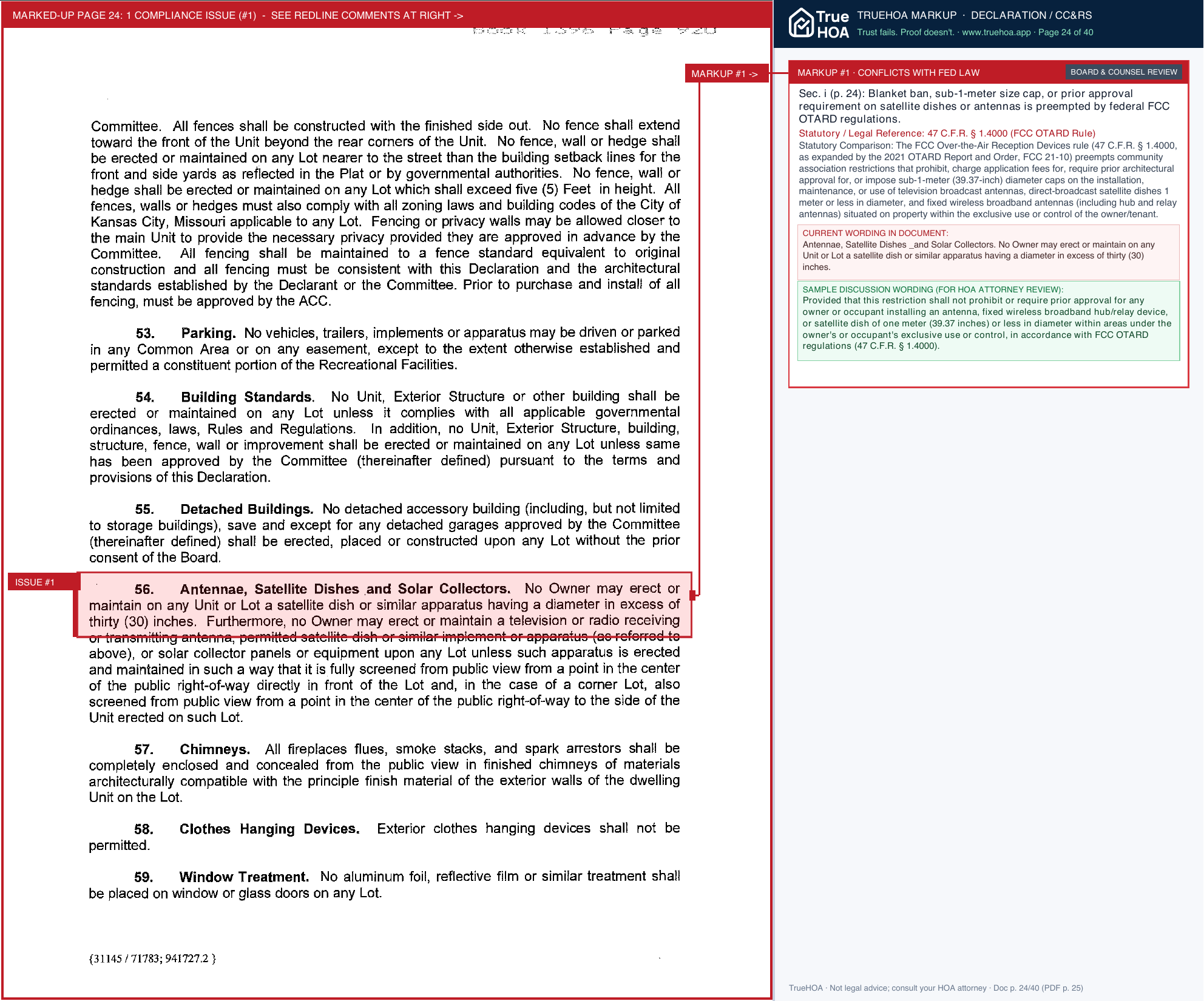 Erika's Place at Twin Creeks Village HOA Declarations EP CCR page 24 widened with TrueHOA Crystal AI margin annotations