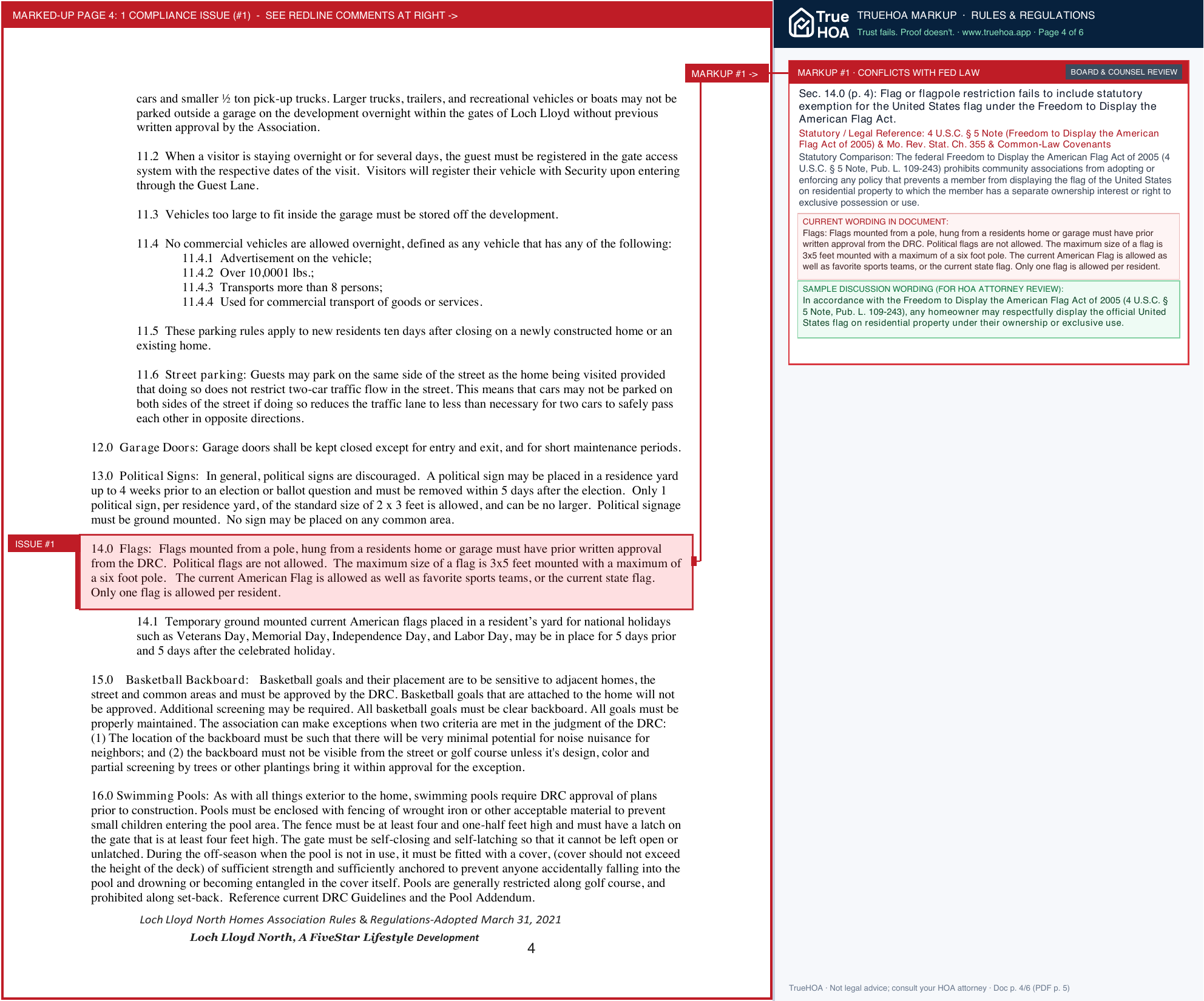 Loch Lloyd Community Association 2021 Loch Lloyd North Rules Regulations Final page 4 widened with TrueHOA Crystal AI margin annotations