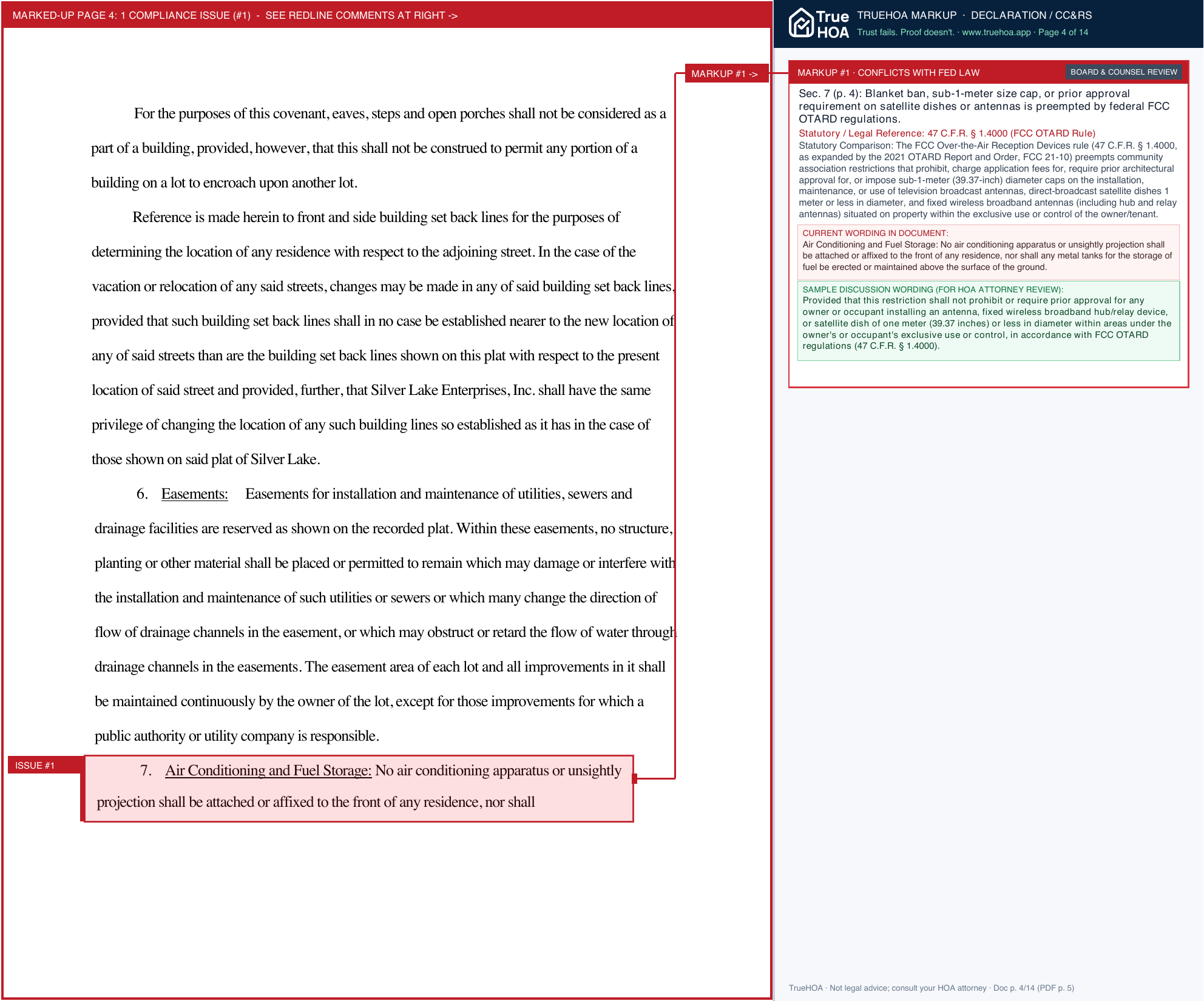 Silver Lake Homes Association Restrictions including amendments page 4 widened with TrueHOA Crystal AI margin annotations