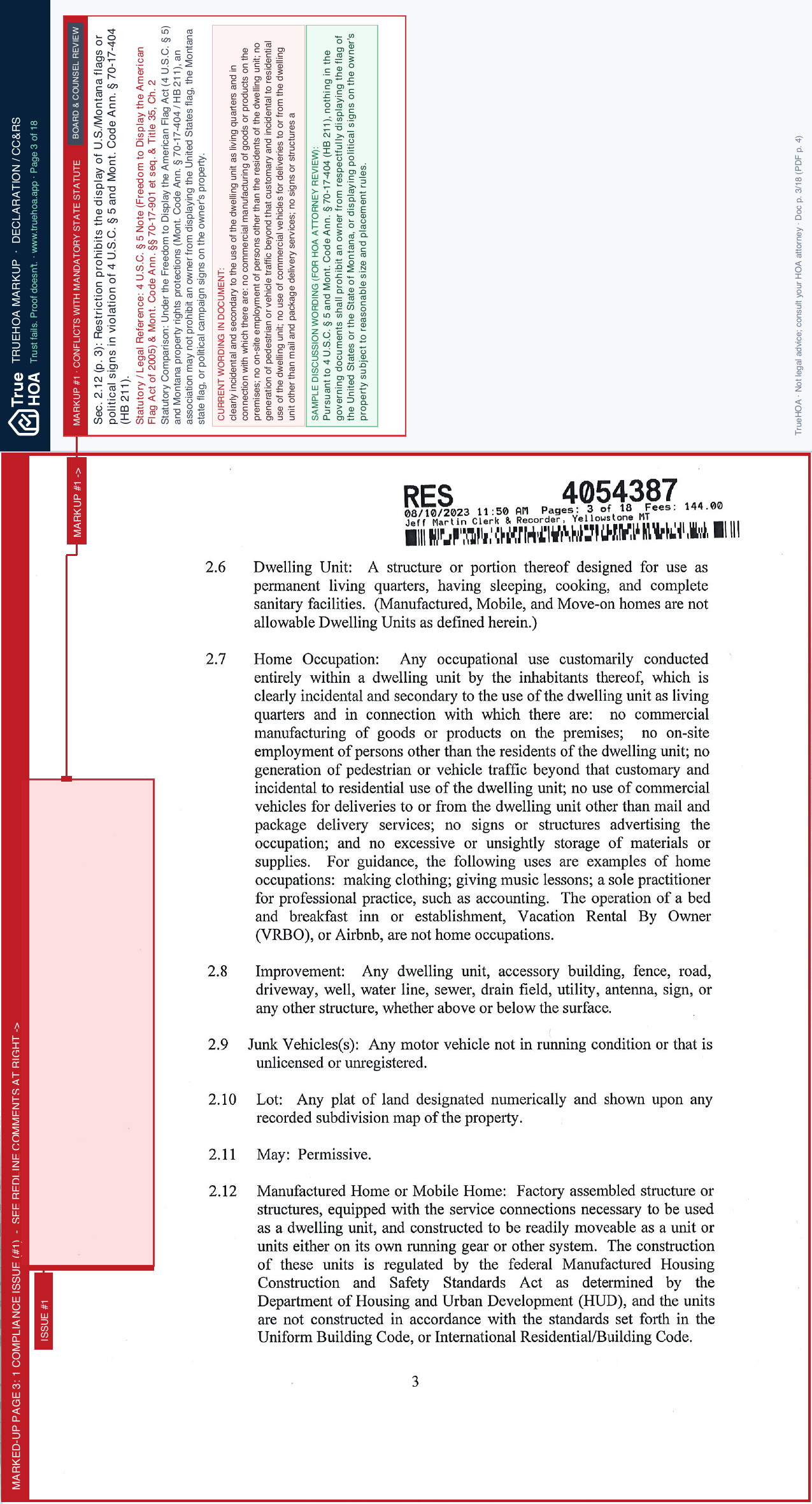 High Sierra HOA Protective Covenants HS 21st page 3 widened with TrueHOA Crystal AI margin annotations