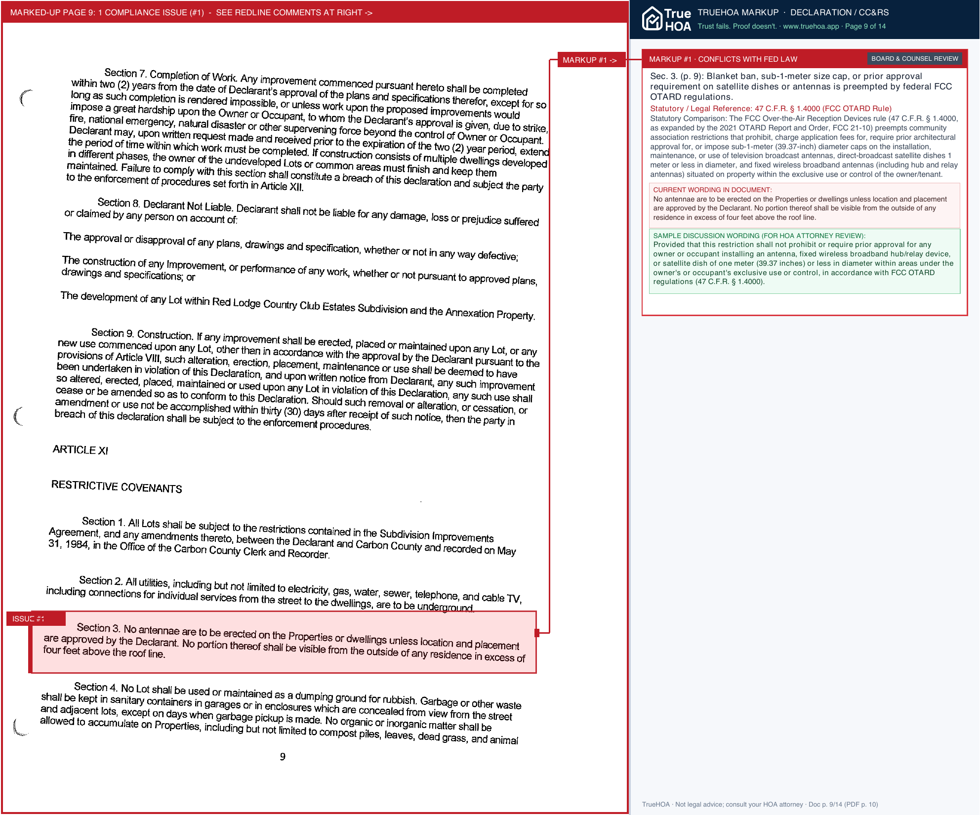 Red Lodge Country Club Estates POA Ccrs 8 212 page 9 widened with TrueHOA Crystal AI margin annotations