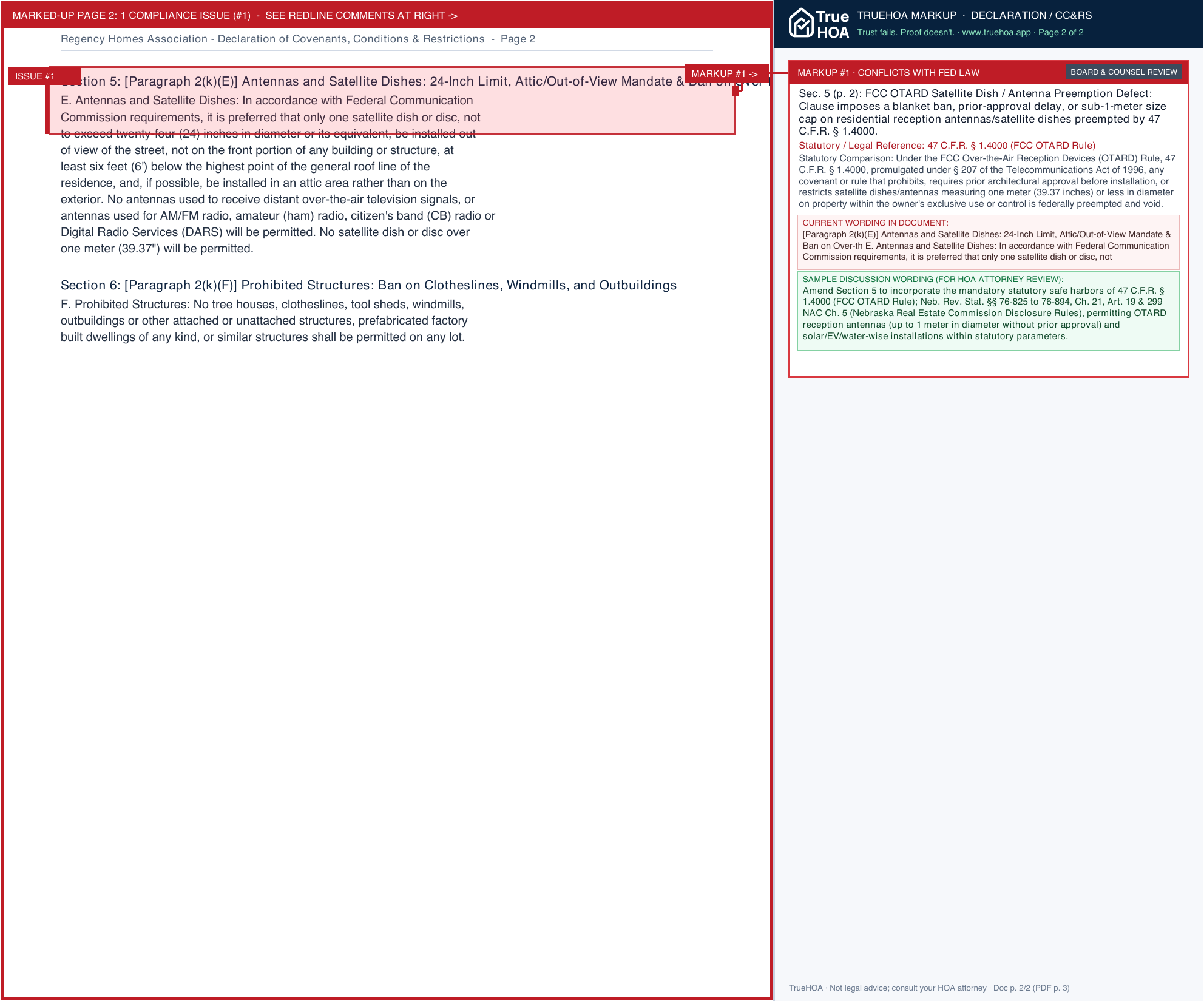 Regency Homes Association Declaration of Covenants, Conditions & Restrictions page 2 widened with TrueHOA Crystal AI margin annotations