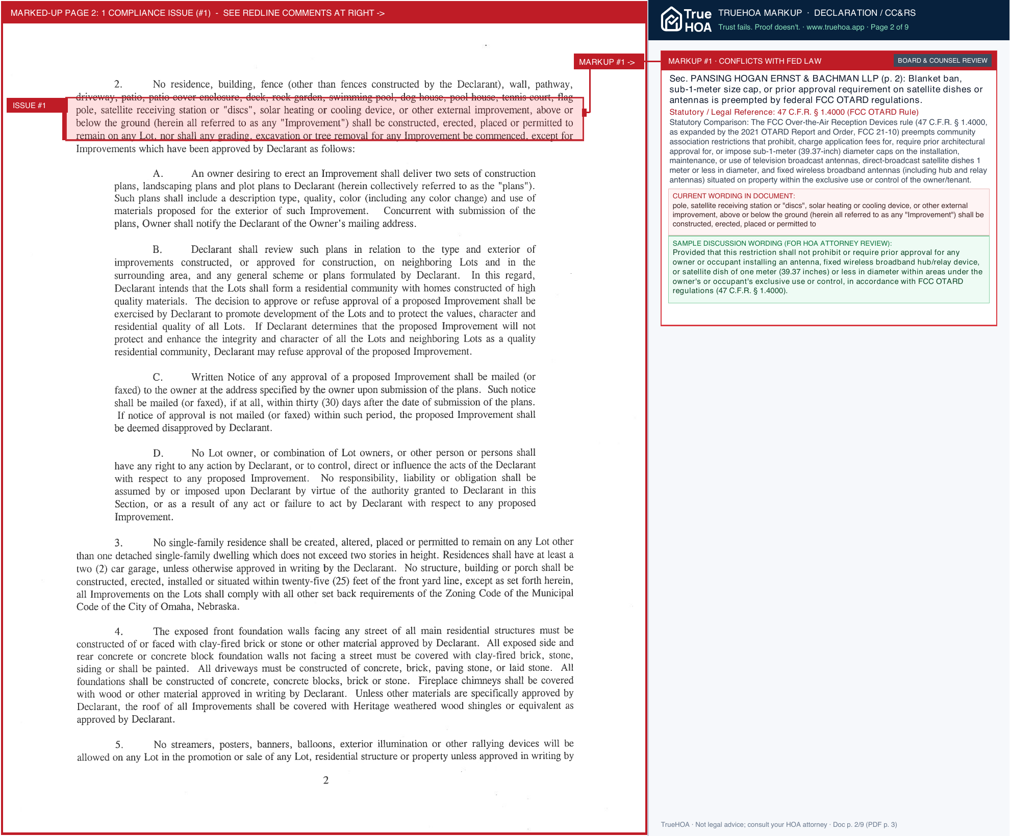 Suncrest HOA Single Family Home Covenants page 2 widened with TrueHOA Crystal AI margin annotations