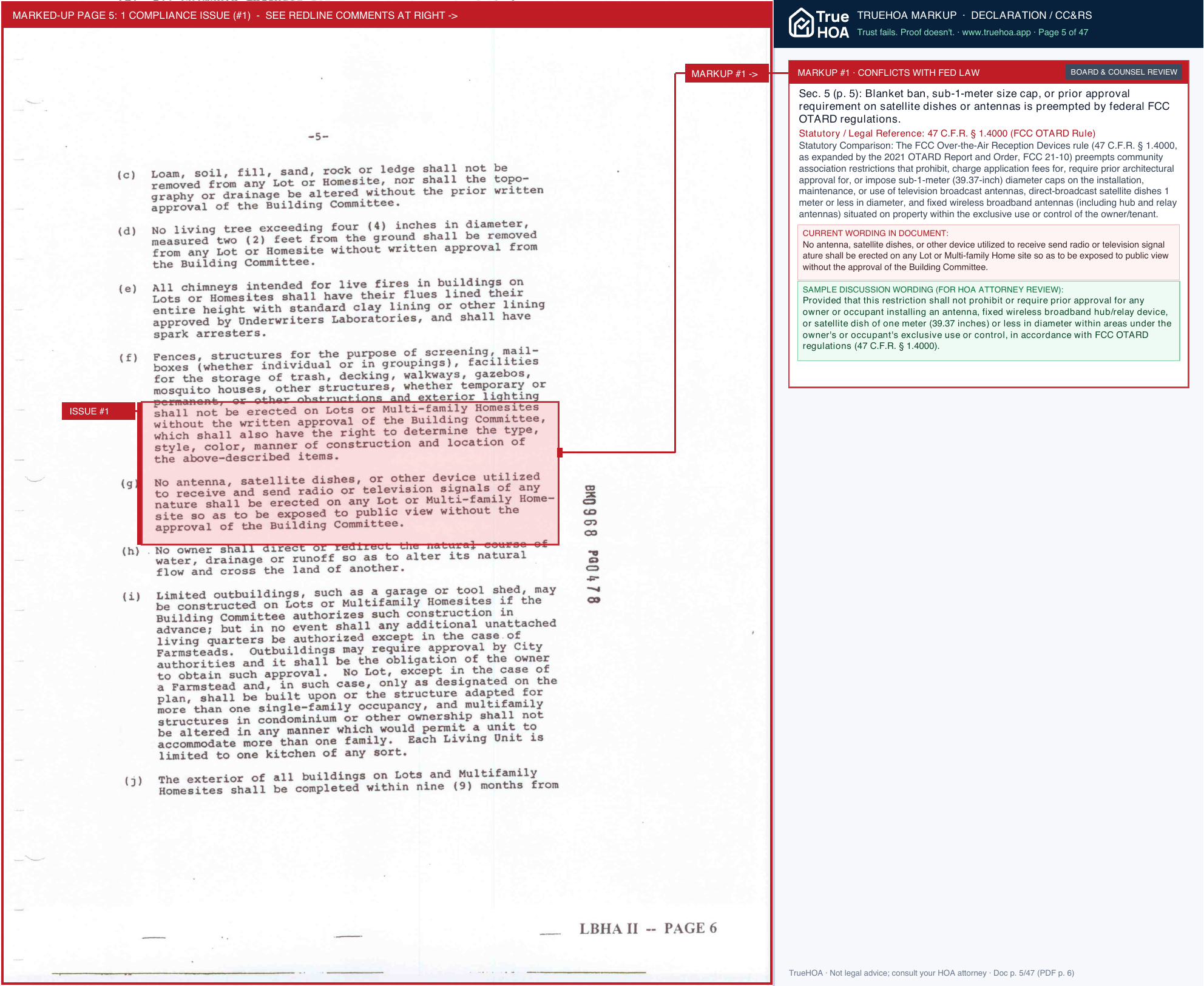 Long Bay HOA 07 Documents PDF LBHOA Declaration with 10th Amendment Notation 12 21 21 page 5 widened with TrueHOA Crystal AI margin annotations