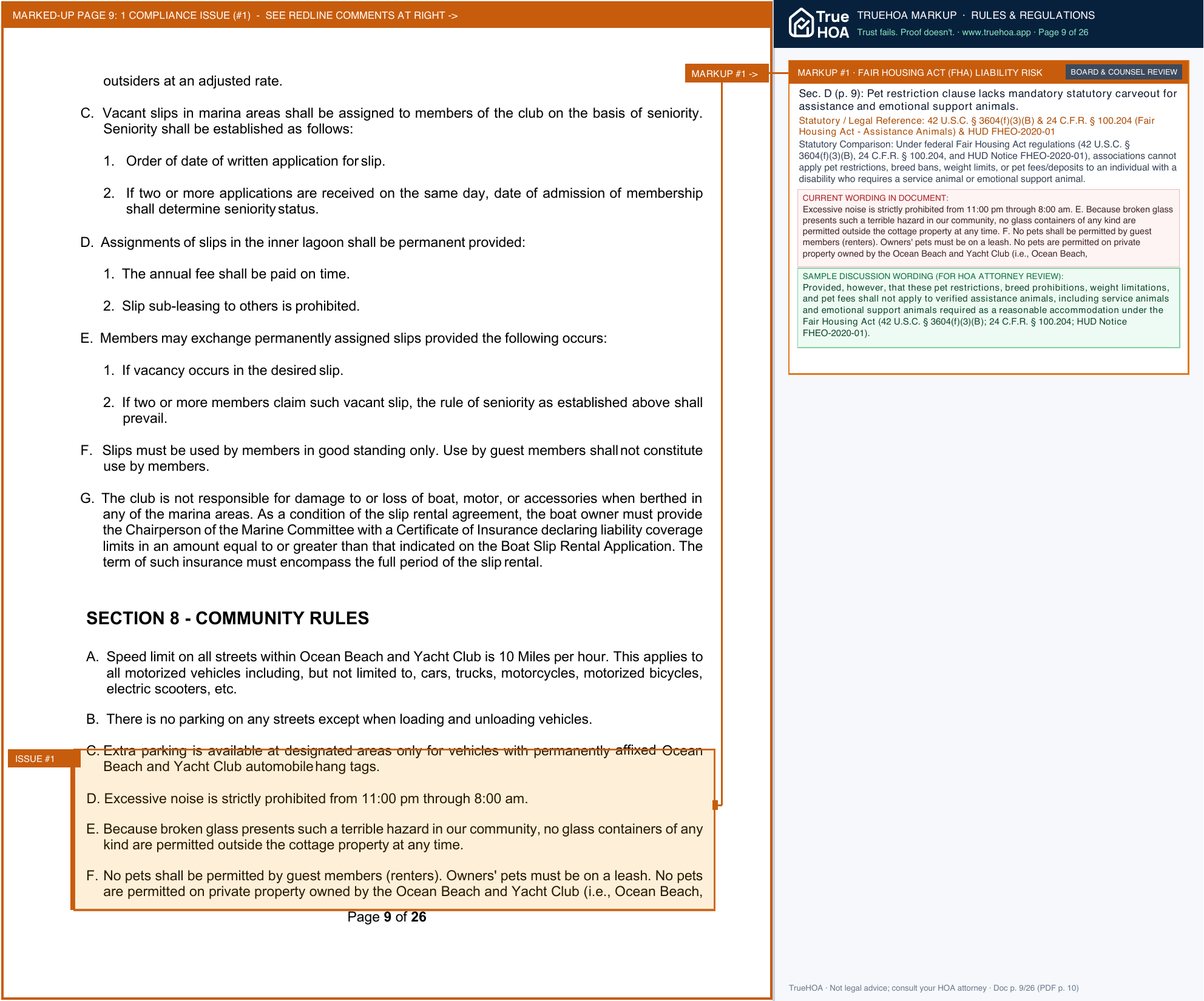 Ocean Beach & Yacht Club (ocean Beach Unit 2) OBYC RulesandRegs 05.03.2025 page 9 widened with TrueHOA Crystal AI margin annotations