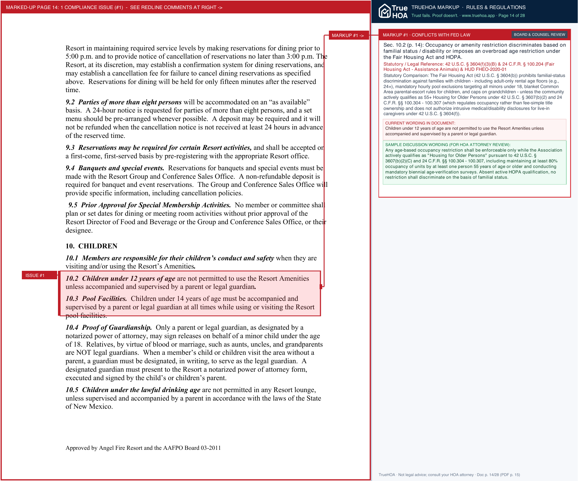 Association of Angel Fire Property Owners AFR Rules Regulations page 14 widened with TrueHOA Crystal AI margin annotations