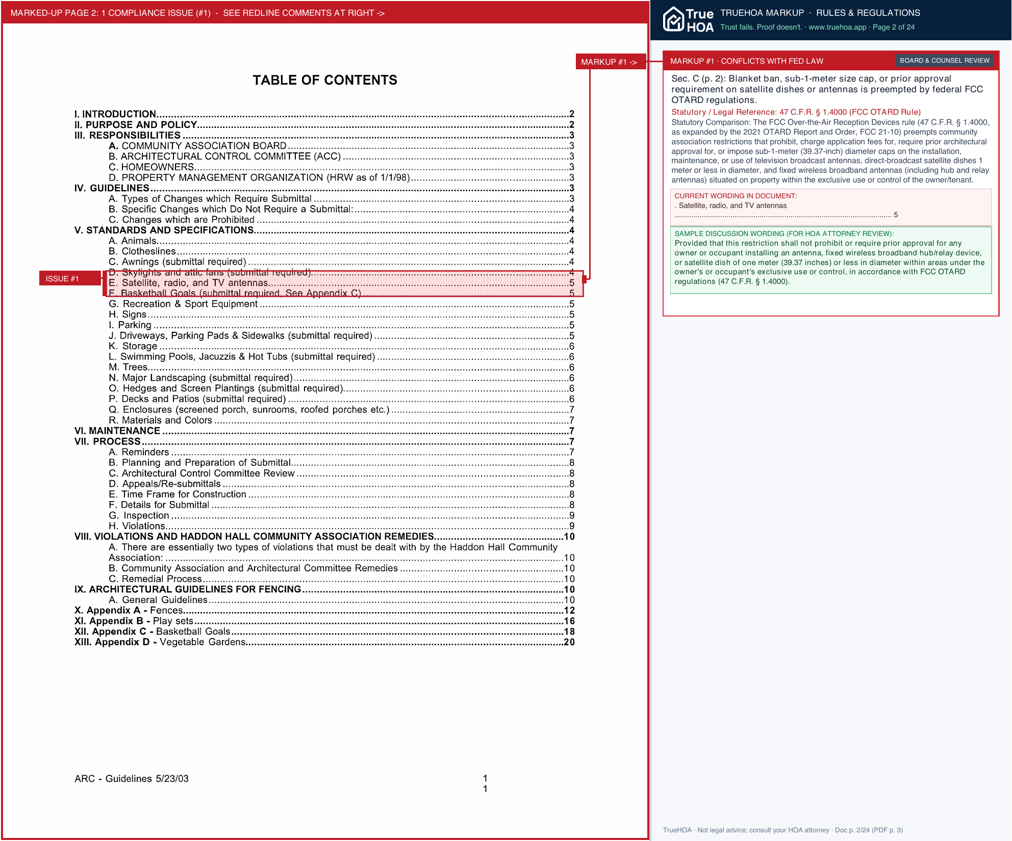 Haddon Hall Community Association Architectural Guidelines 2005.03.01 page 2 widened with TrueHOA Crystal AI margin annotations