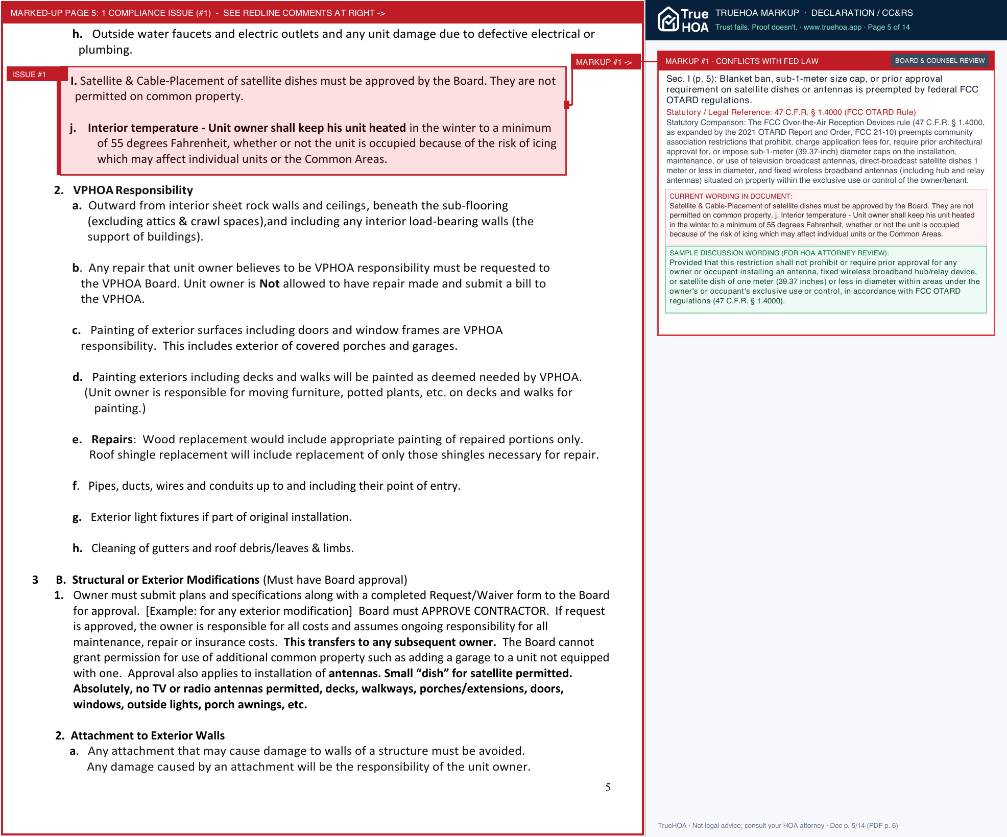 Victory Pointe HOA Declaration of Covenants, Conditions & Restrictions page 5 widened with TrueHOA Crystal AI margin annotations