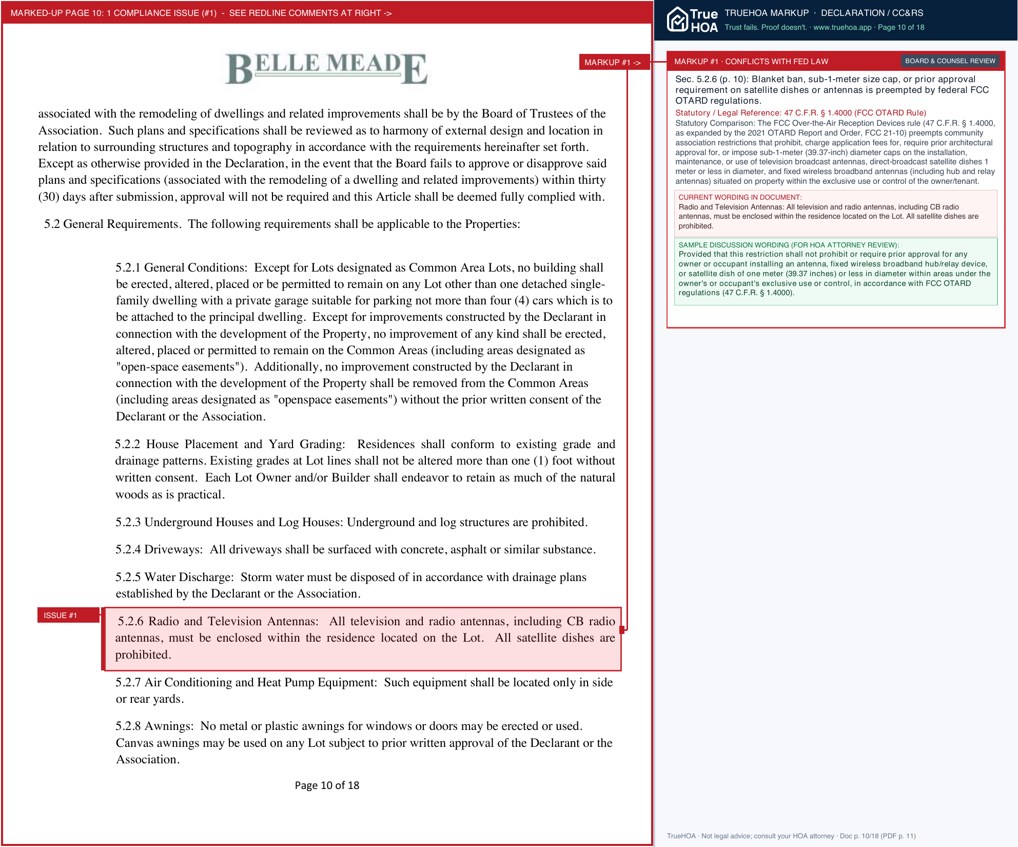 Belle Meade HOA Belle Meade Declaration Of Covenants page 10 widened with TrueHOA Crystal AI margin annotations