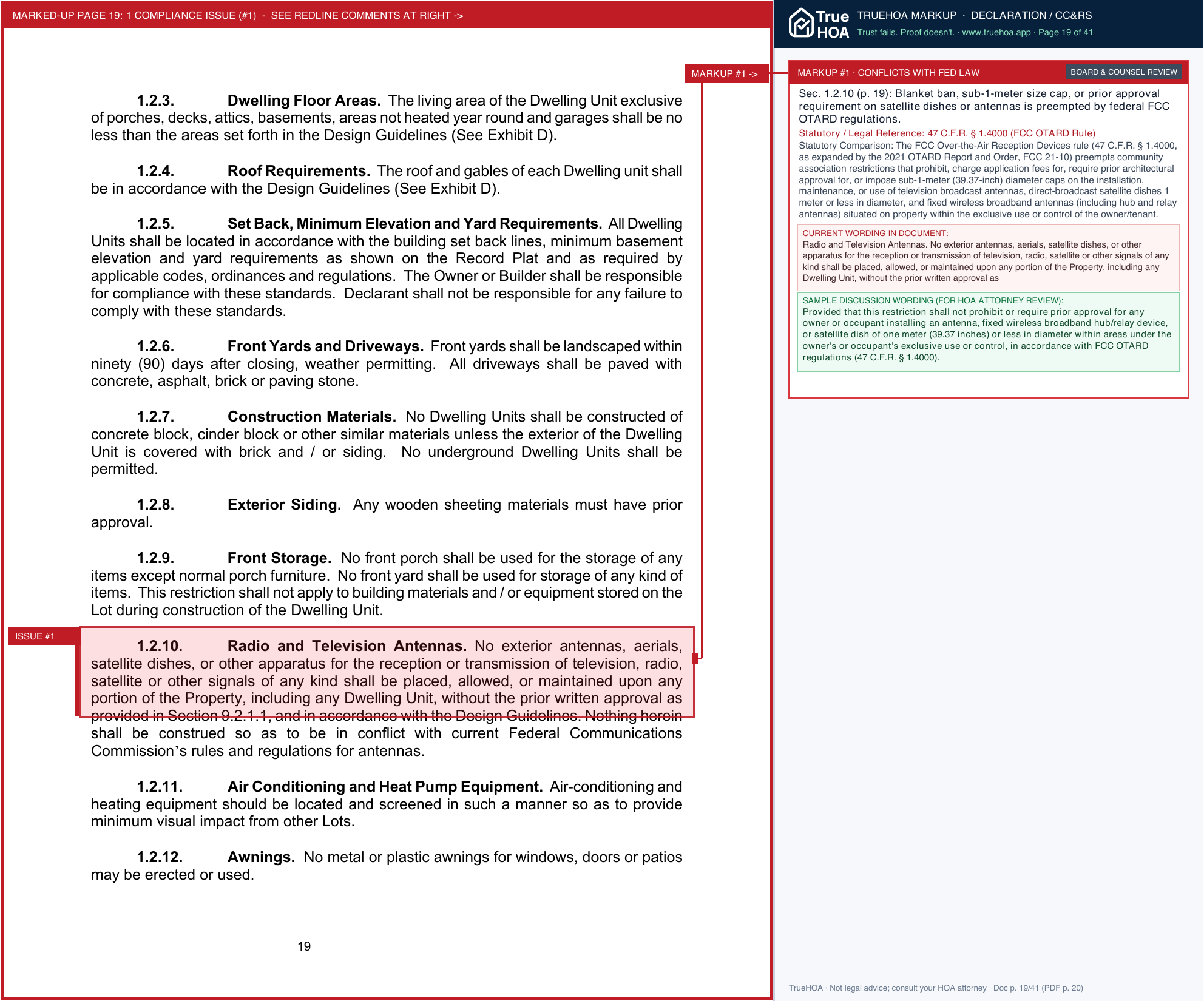 The Woodlands at Canterbury Trails HOA WaCT CovenantsAndRestrictions page 19 widened with TrueHOA Crystal AI margin annotations