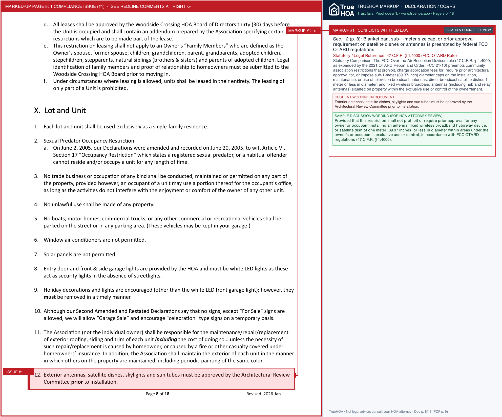 The Woods of Strongsville HOA WoodsideCrossingHOA RulesInfo Rev2026 Jan page 8 widened with TrueHOA Crystal AI margin annotations
