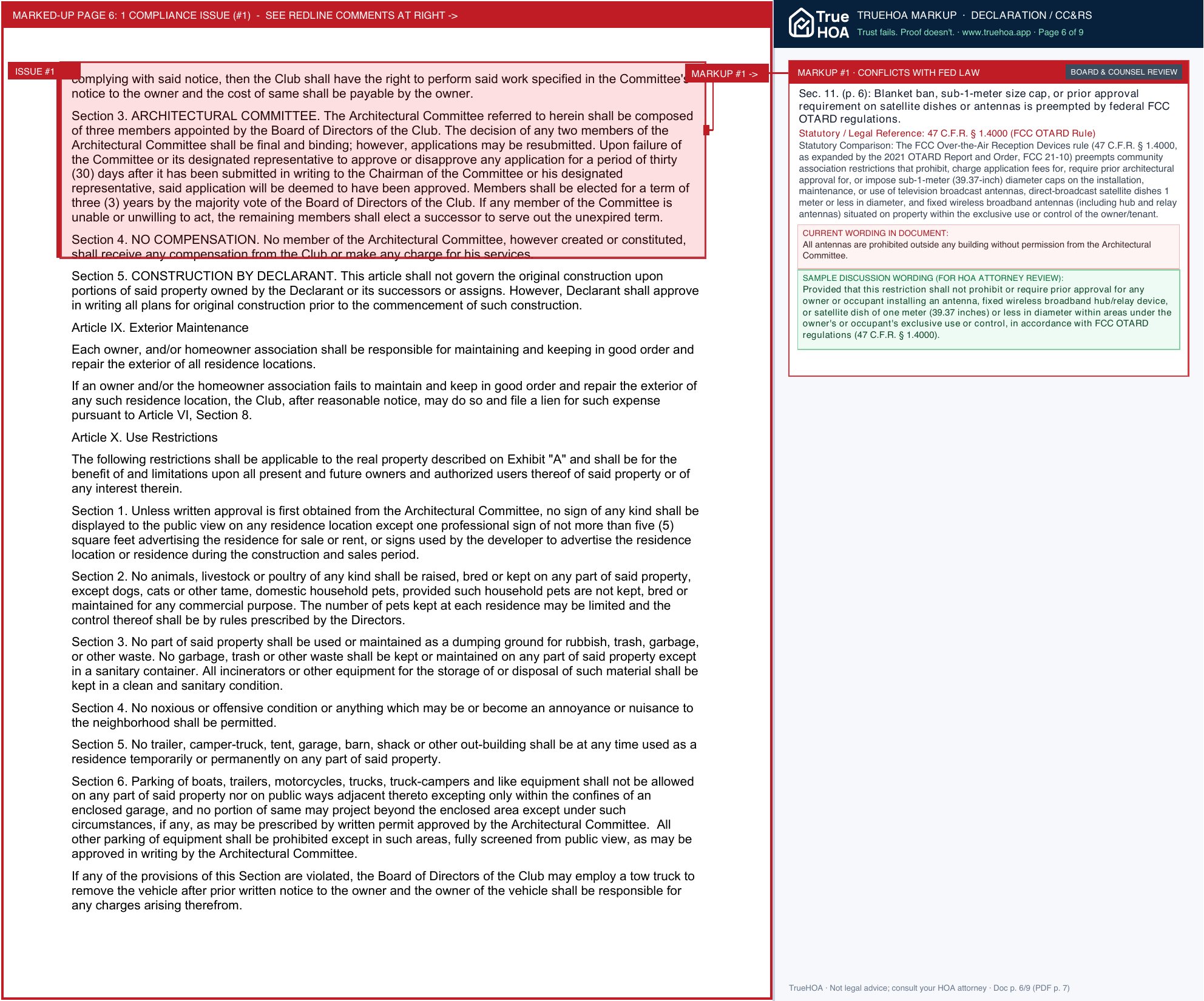 Arbor Lake Townhome Association Cc And Rs page 6 widened with TrueHOA Crystal AI margin annotations