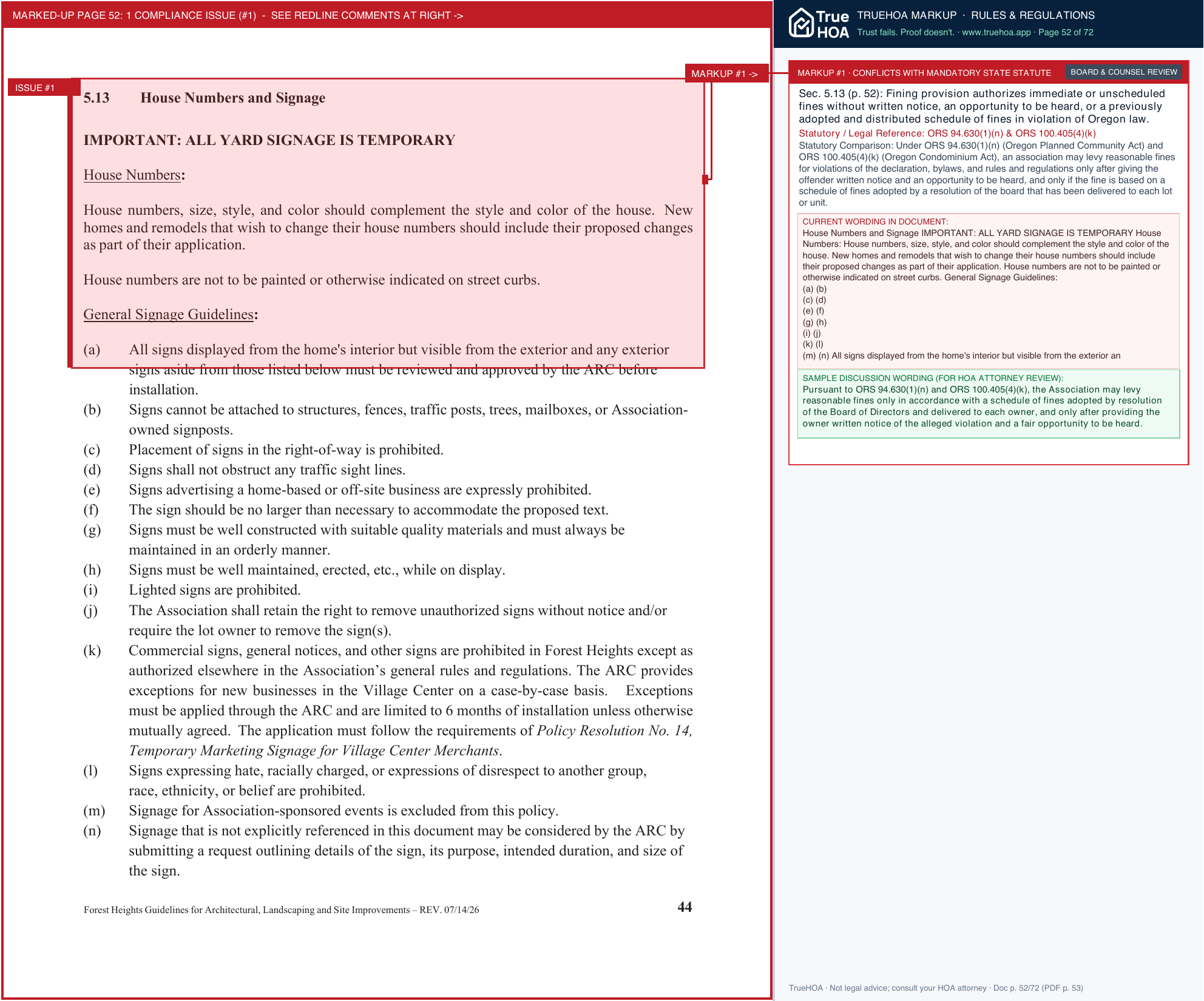 Forest Heights HOA ARCGuidelinesAmended10132026 page 52 widened with TrueHOA Crystal AI margin annotations