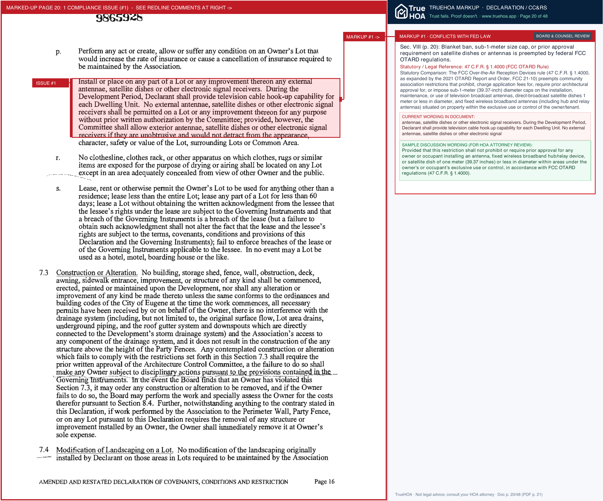 Quail Run HOA CCR Amended cleaned up 2025 page 20 widened with TrueHOA Crystal AI margin annotations