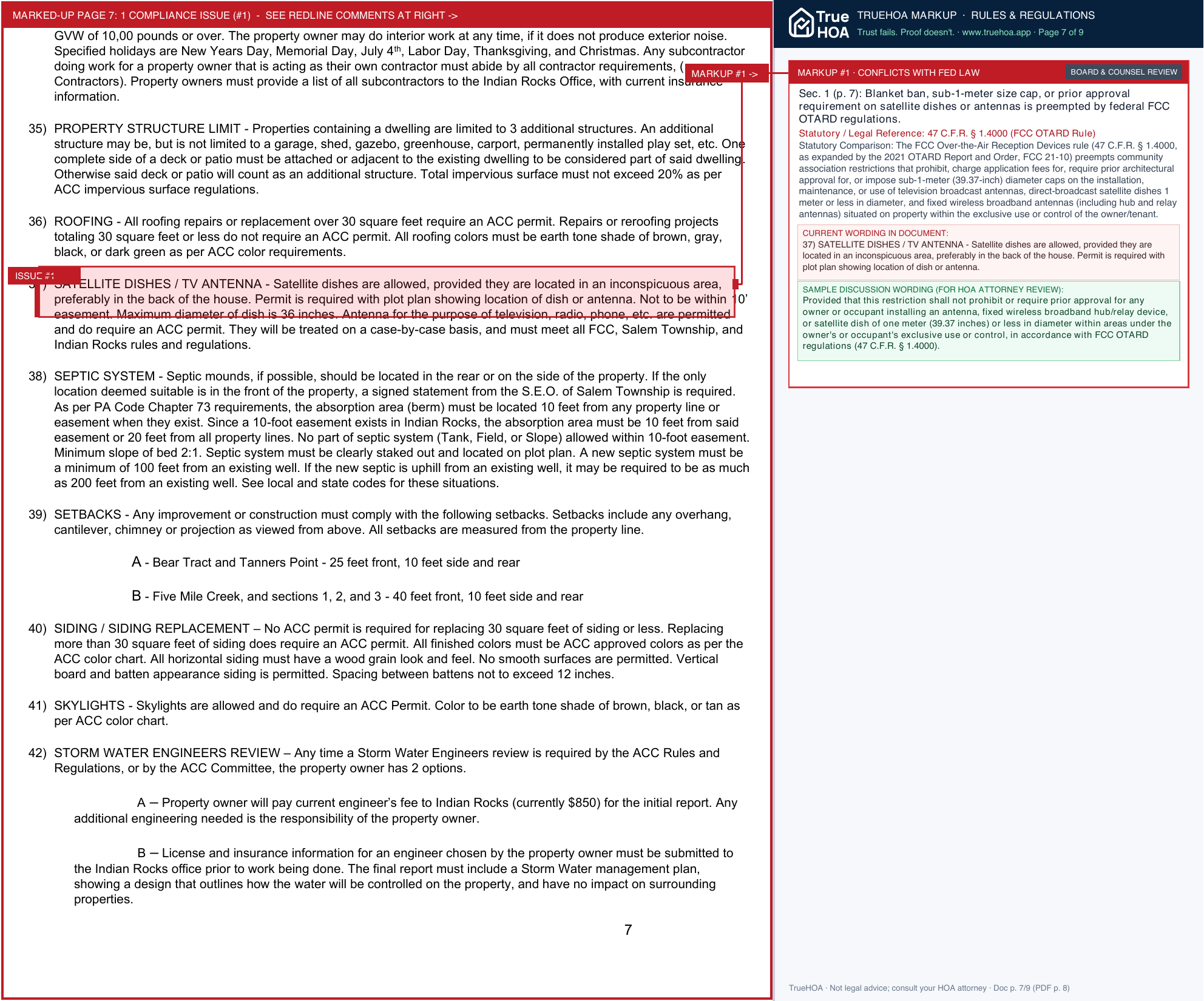 Indian Rocks POA Acc Rules And Regulations 082626 page 7 widened with TrueHOA Crystal AI margin annotations