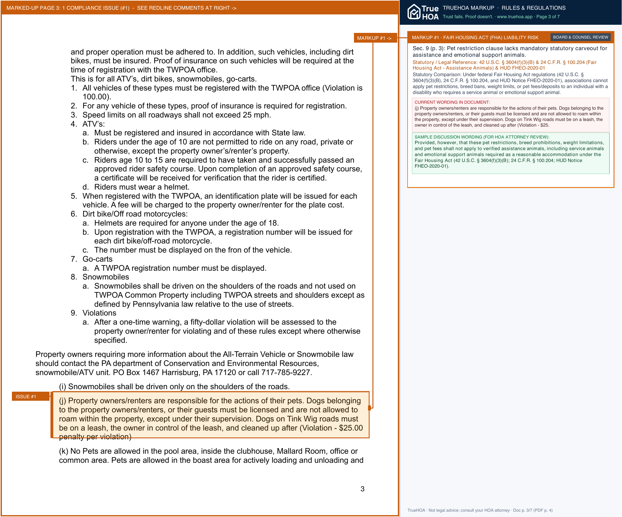 Tink Wig Mountain Lake Forest POA Rules and Regulations.2025 PDF page 3 widened with TrueHOA Crystal AI margin annotations
