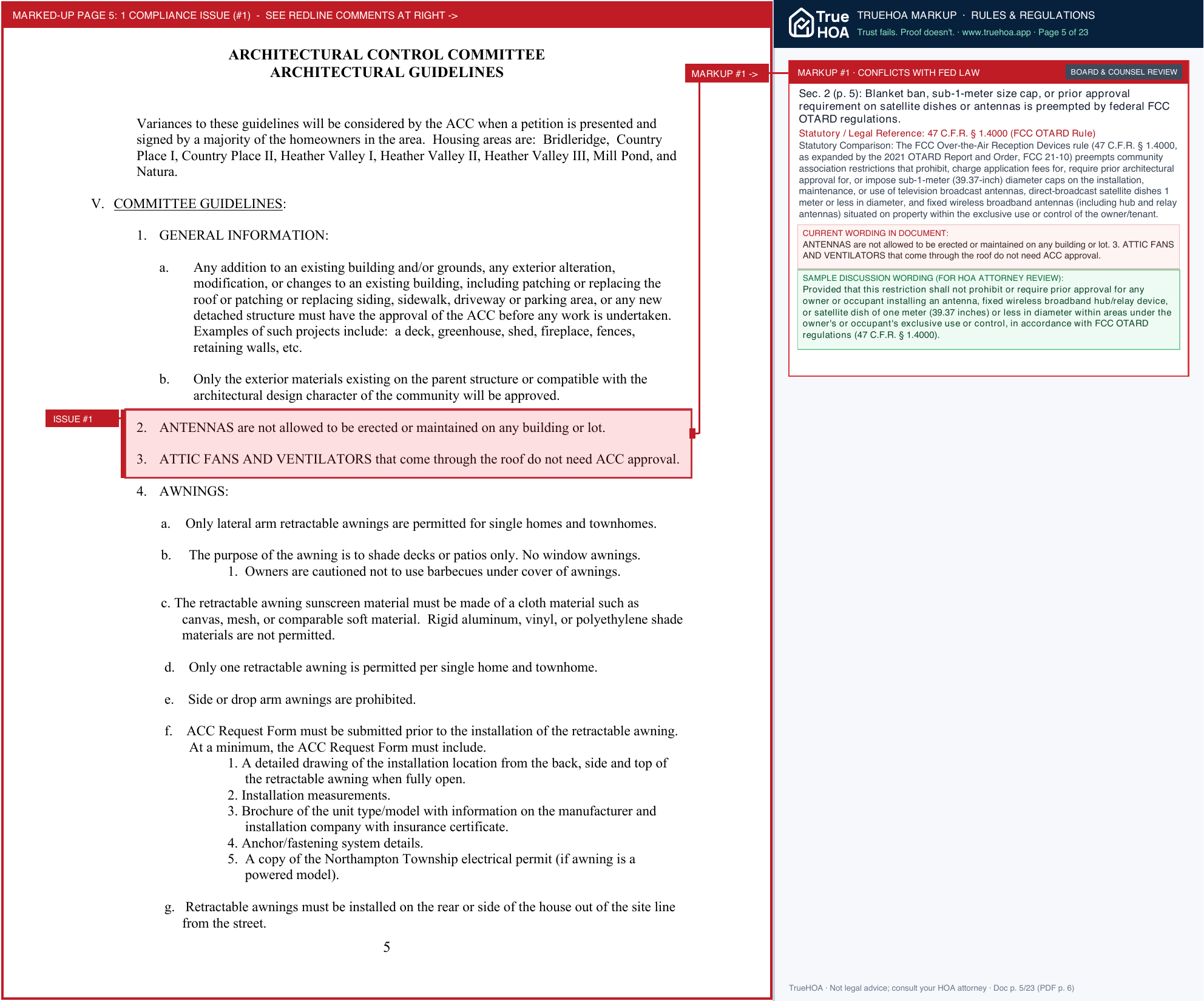 Village Shires Community Association ACC Guidelines approved revision.2025 rb rev page 5 widened with TrueHOA Crystal AI margin annotations