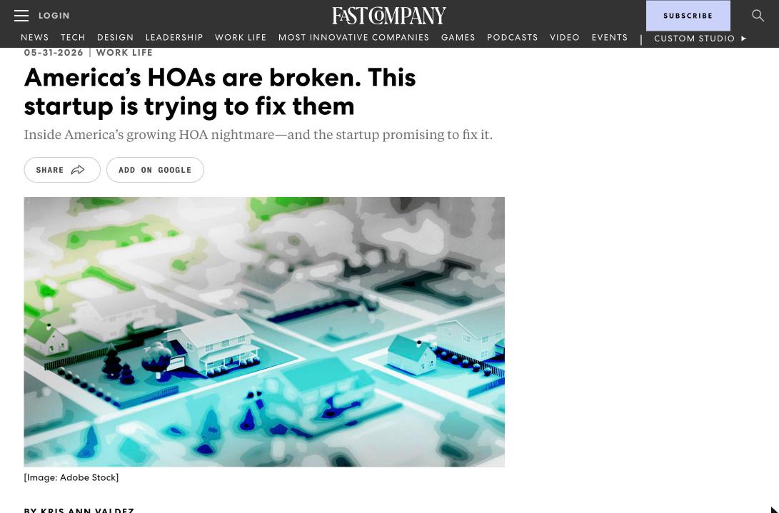 Fast Company article: America's HOAs are broken. This startup is trying to fix them