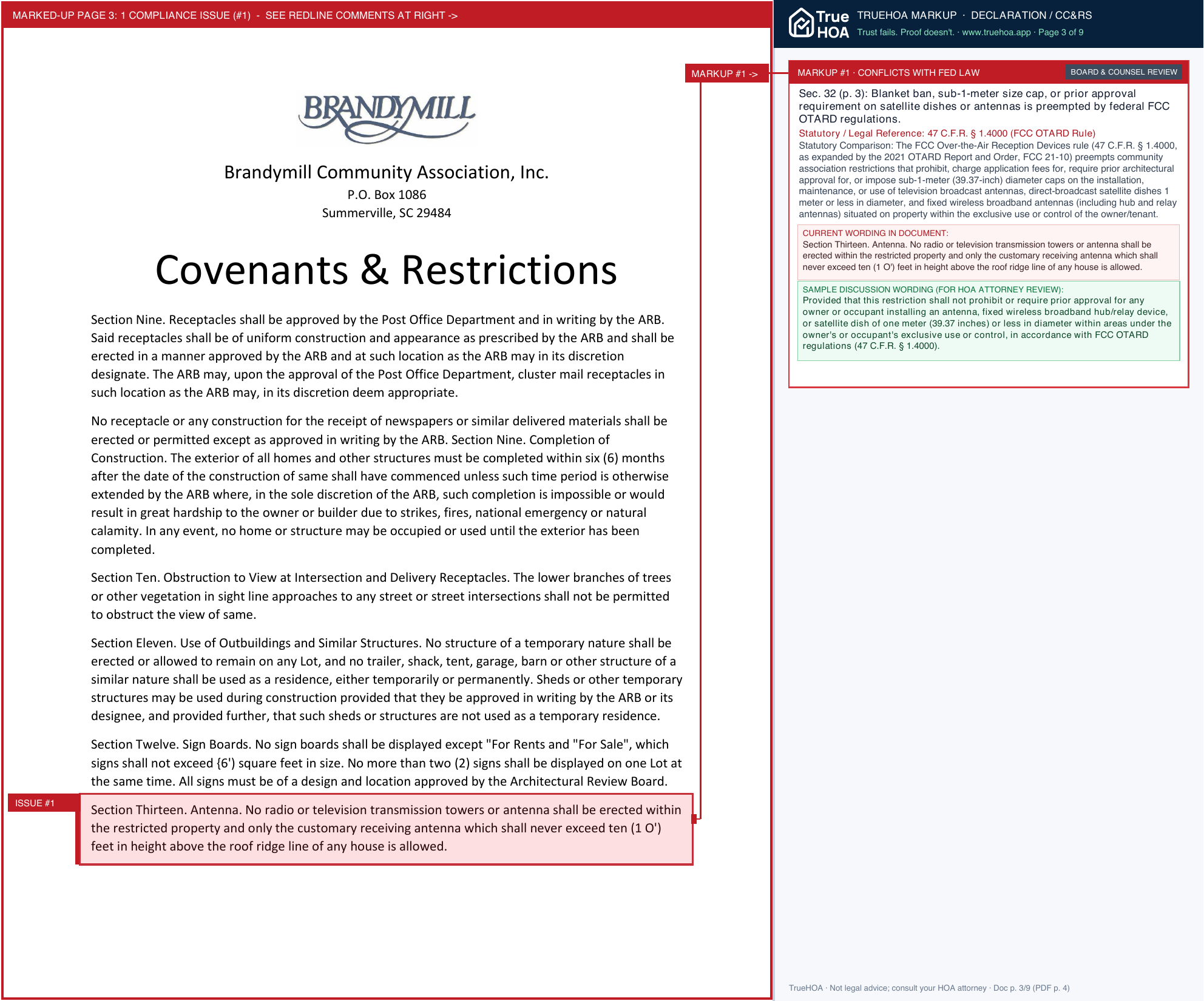 Brandymill HOA Covenants Restrictions g4y5 page 3 widened with TrueHOA Crystal AI margin annotations