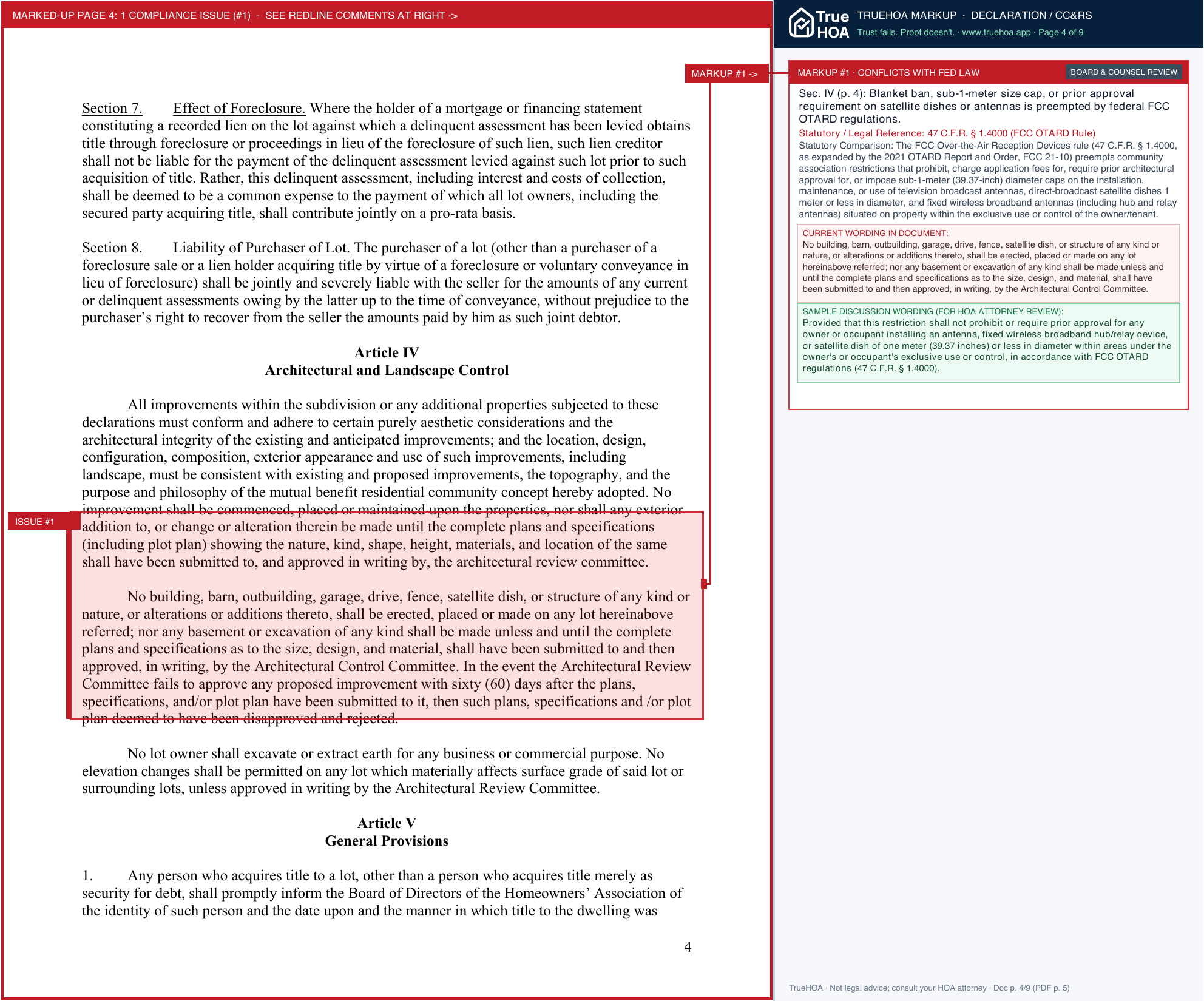 Foxcroft of Sumter HOA Foxcroft Covenants page 4 widened with TrueHOA Crystal AI margin annotations
