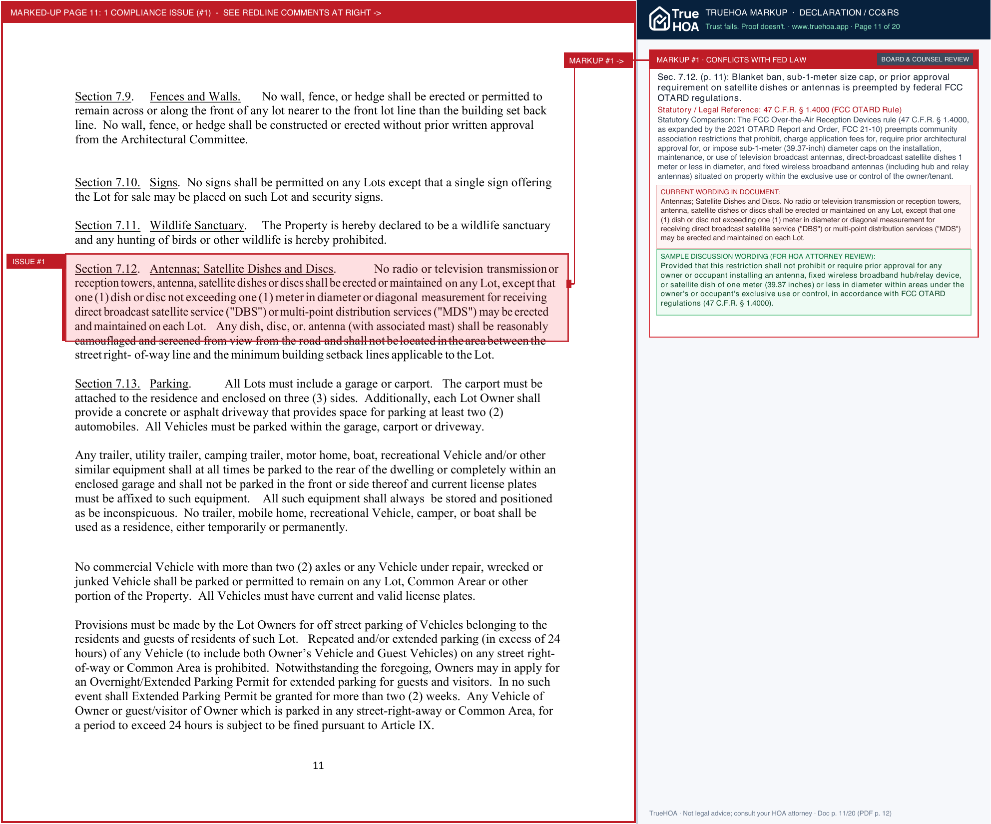 Foxwood Community HOA Tentative Newcovenants page 11 widened with TrueHOA Crystal AI margin annotations
