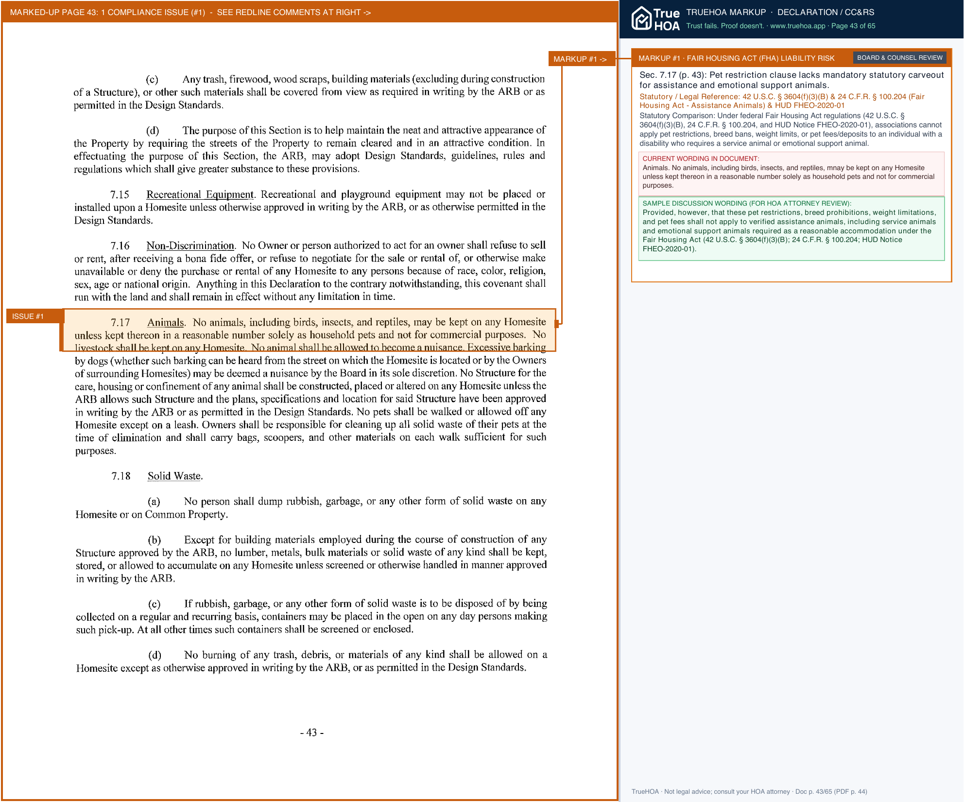 Hampton Hall Club Amended and Restated CCR s RECORDED 9.22.2020 page 43 widened with TrueHOA Crystal AI margin annotations