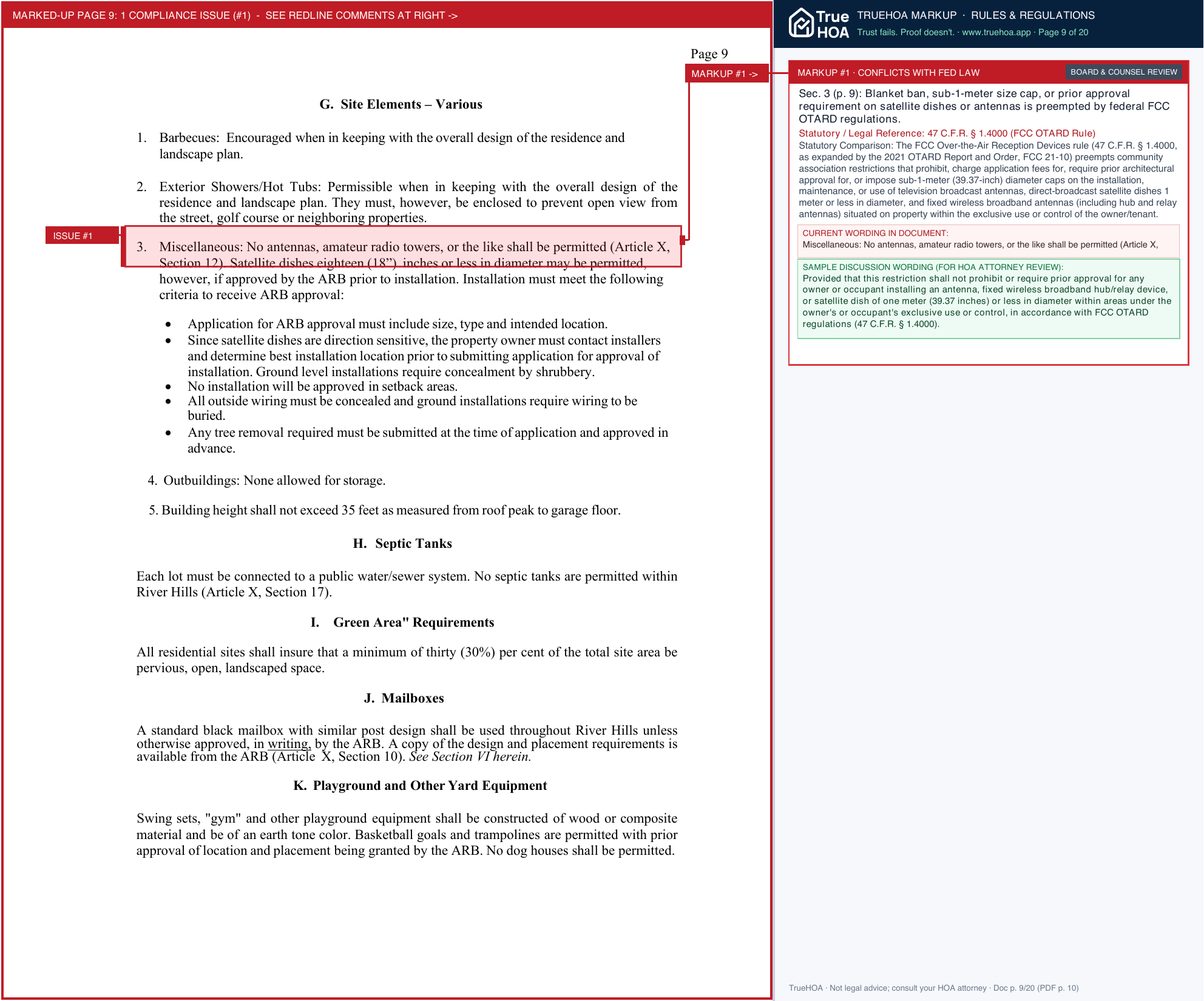 River Hills Community Association Filed POA Rules ARB Manual Rev 9 NOV2021 1 page 9 widened with TrueHOA Crystal AI margin annotations
