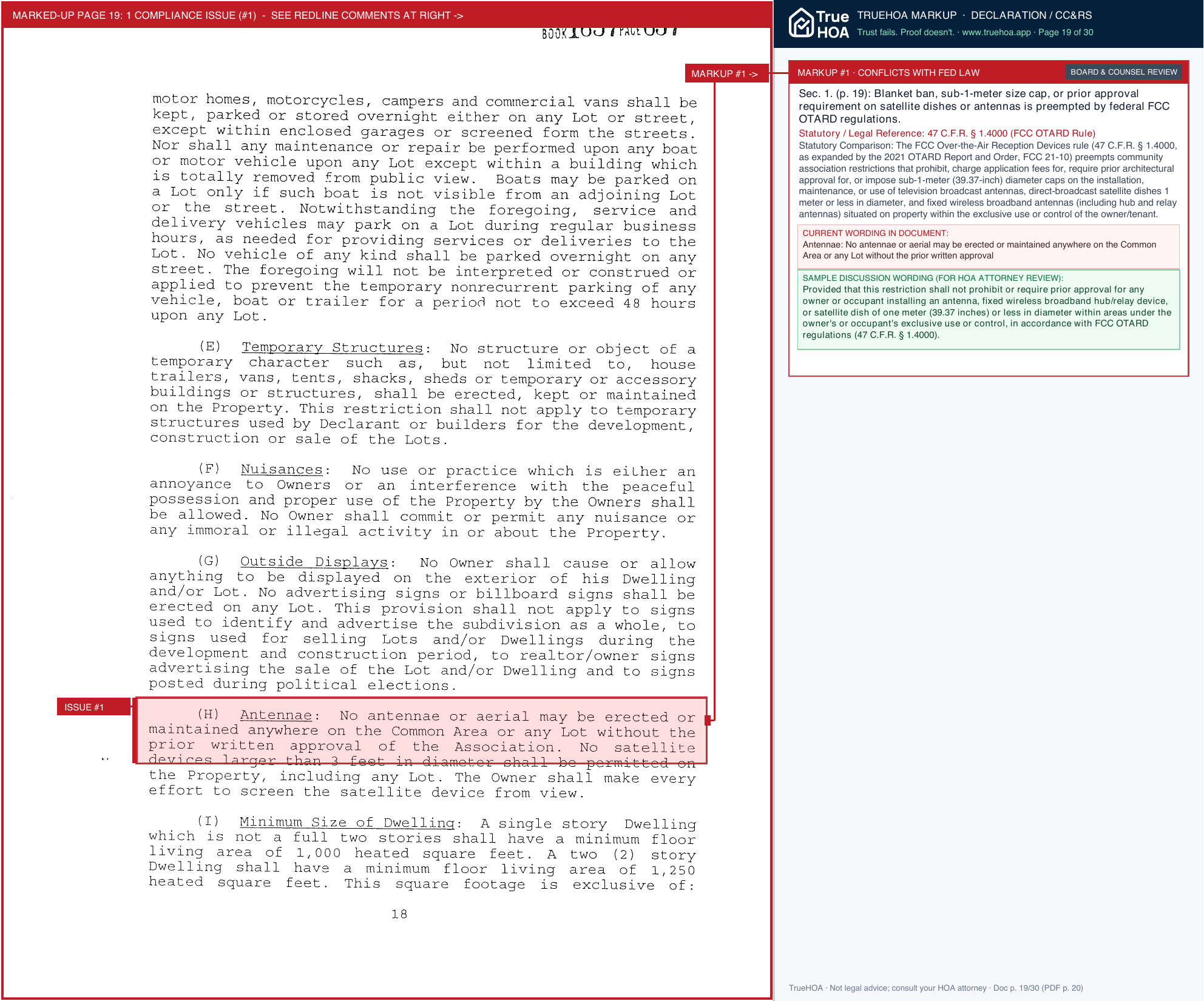 River Ridge HOA RR Covenants and Restrictions 1996 page 19 widened with TrueHOA Crystal AI margin annotations