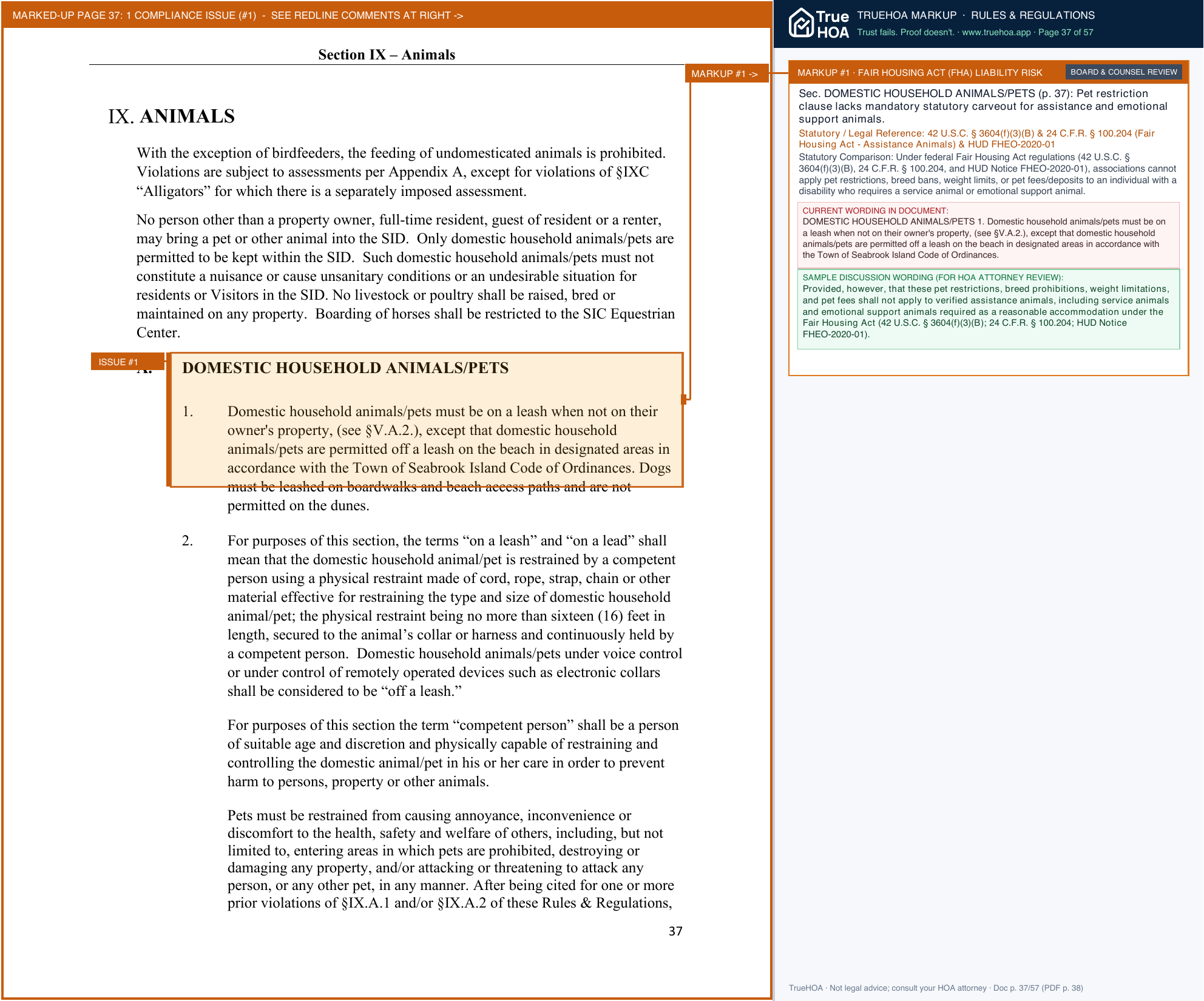 Seabrook Island POA 2026 SIPOA Rules and Regululations Recorded rs 2 page 37 widened with TrueHOA Crystal AI margin annotations