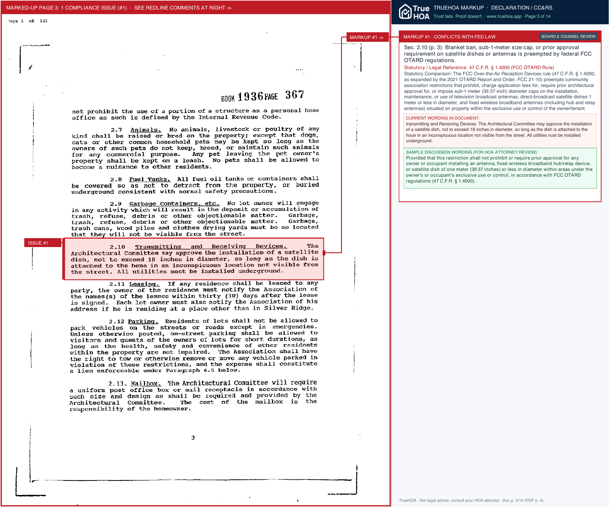 Silver Ridge Farms HOA SRF Covenants page 3 widened with TrueHOA Crystal AI margin annotations