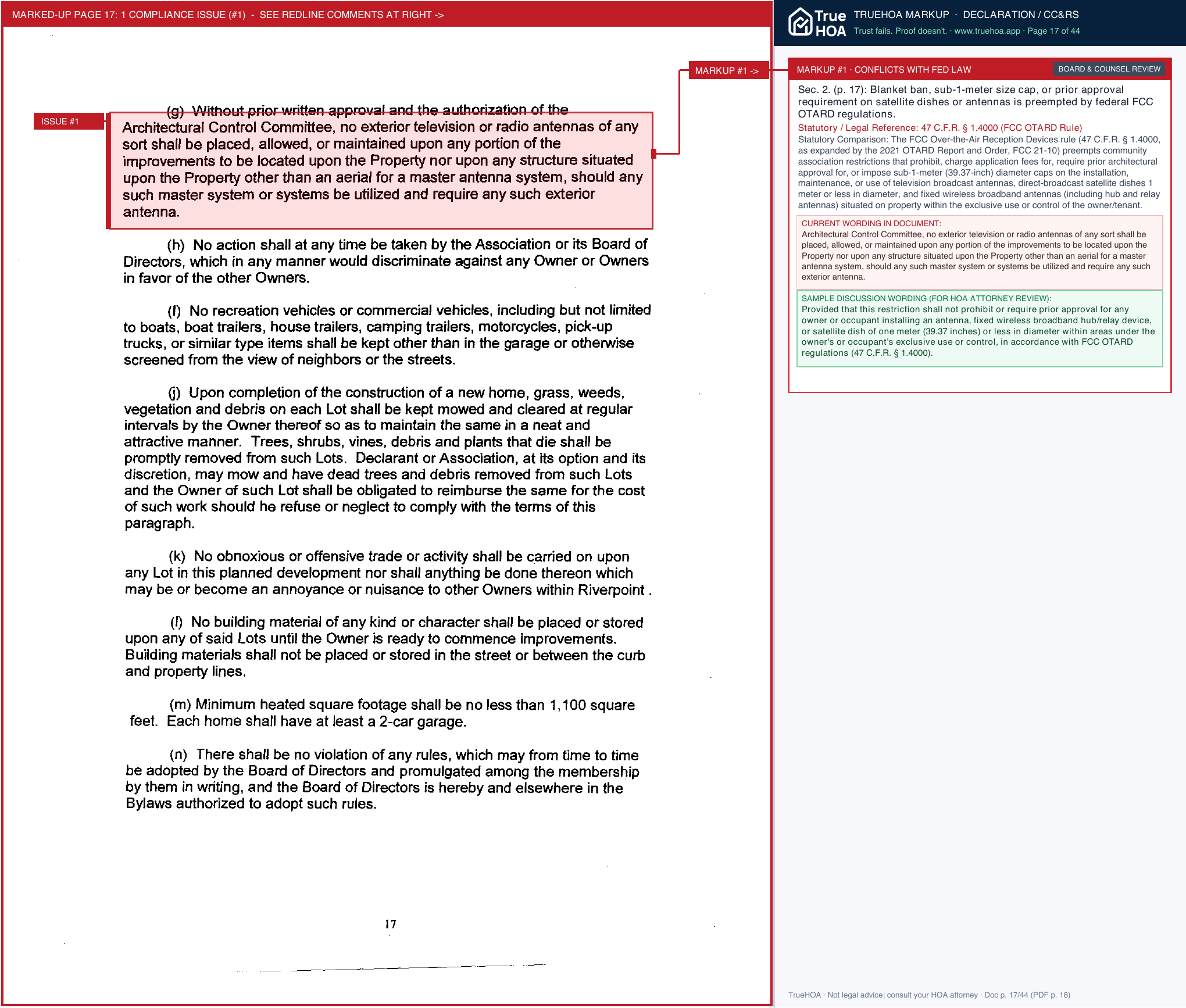 Riverpoint HOA Riverpointhoa Ccrs page 17 widened with TrueHOA Crystal AI margin annotations