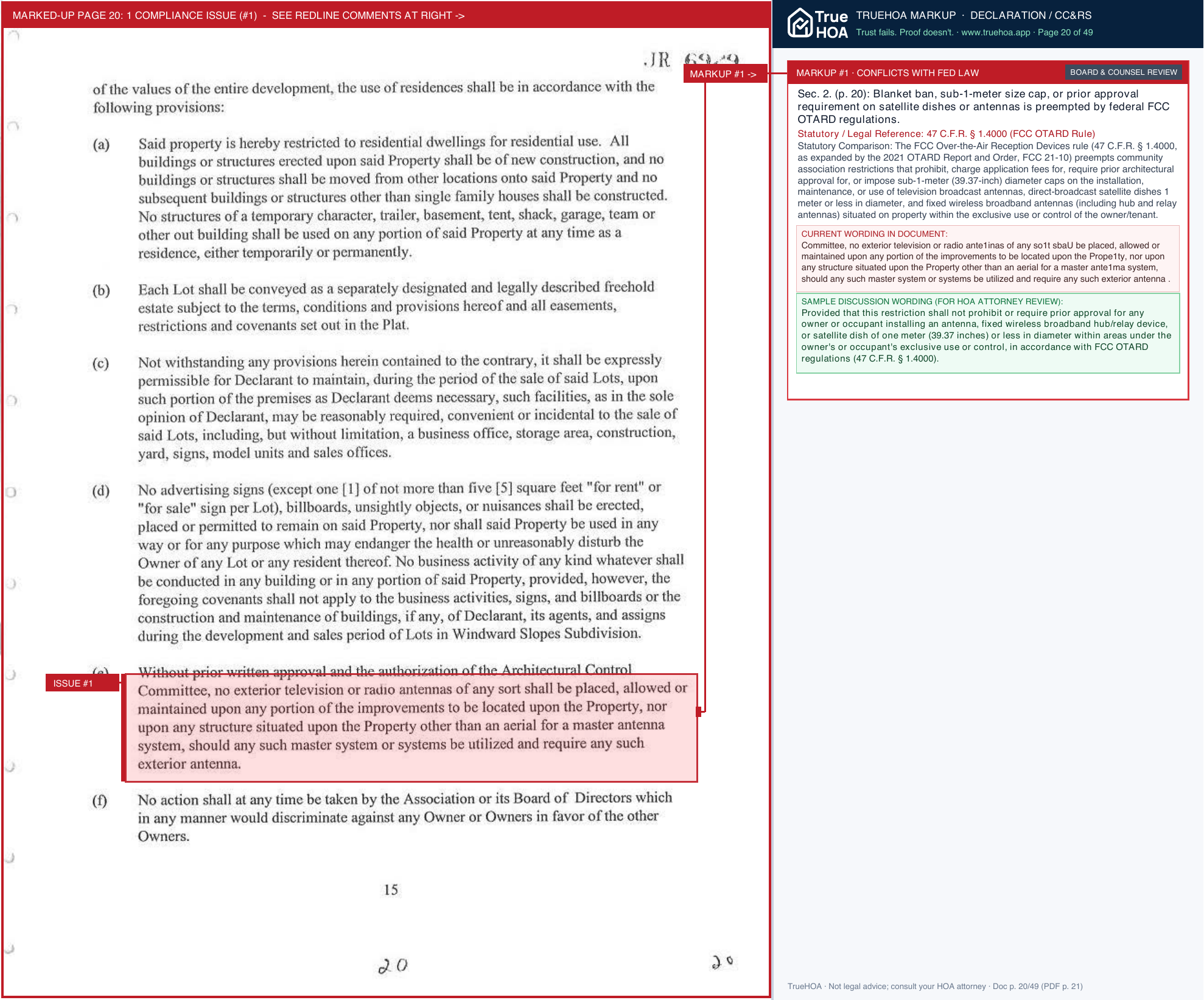 Windward Slopes HOA Windward Slopes Subdivision CCR page 20 widened with TrueHOA Crystal AI margin annotations