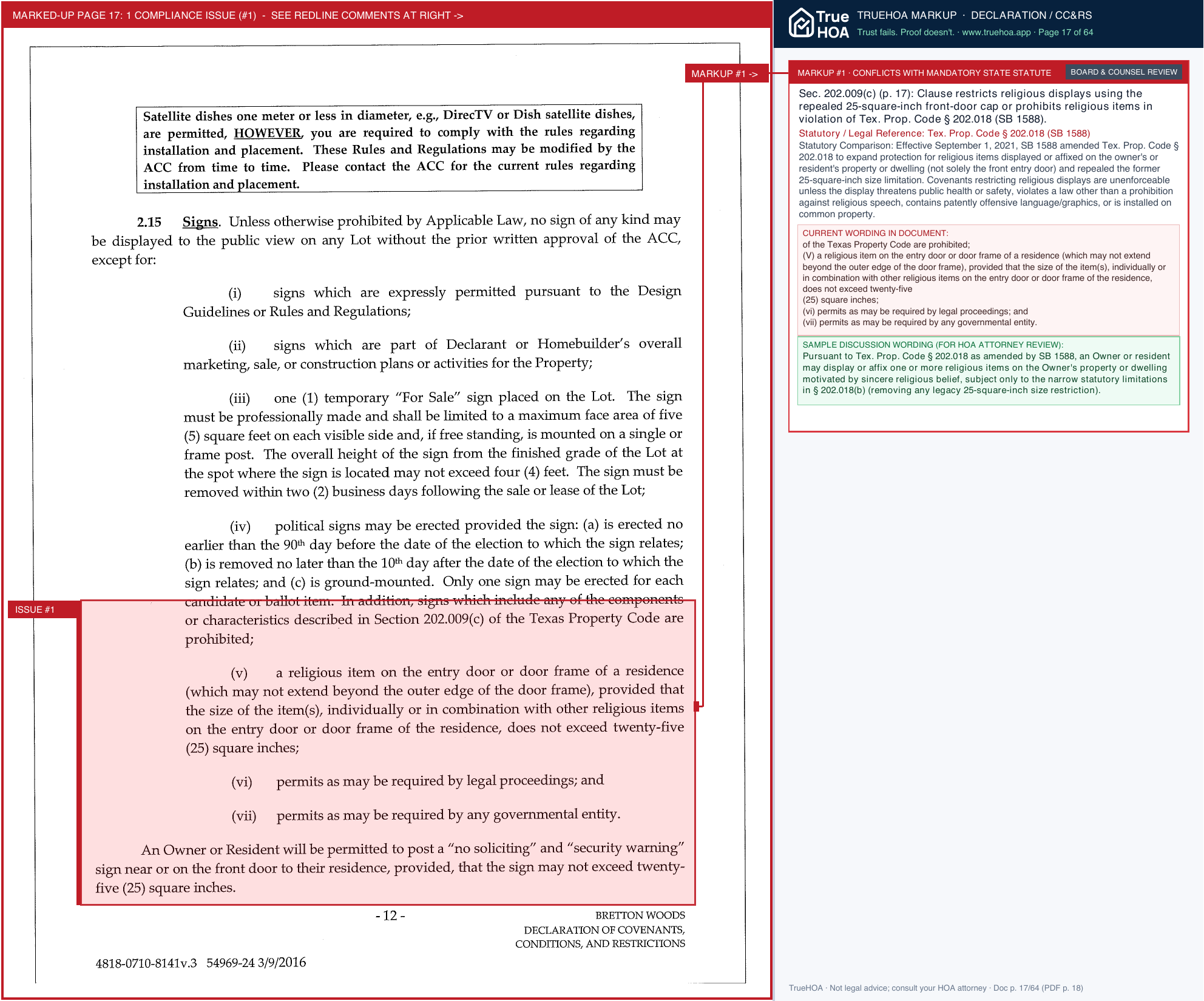 Bretton Woods HOA Recorded Lennar Bretton Woods Declaration of Covenants Conditions and Restrictions.sflb.ashx page 17 widened with TrueHOA Crystal AI margin annotations