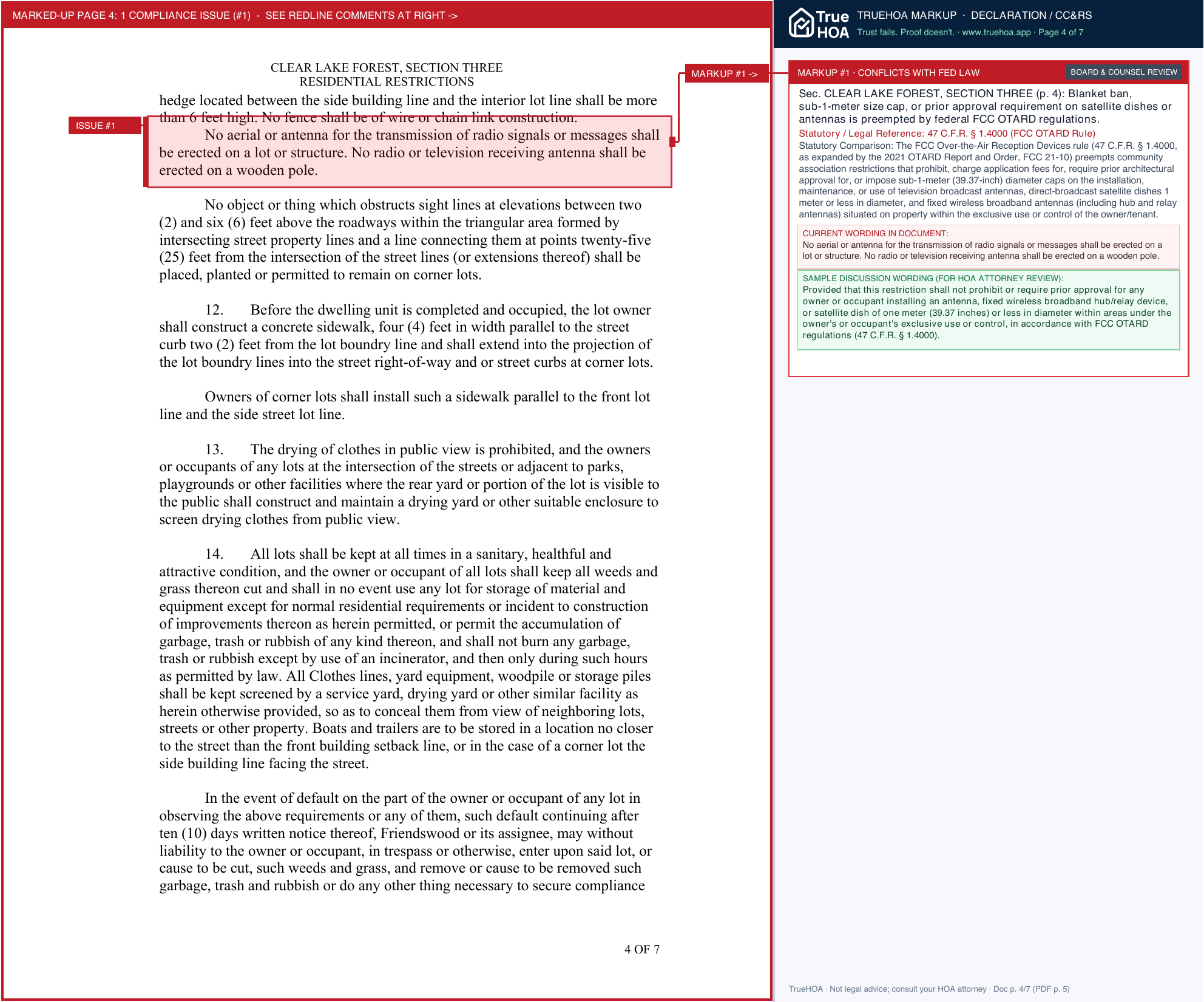 Clear Lake Forest Community Association Ee8765 057b66293f4a4ba0bdc9119038fe3531 page 4 widened with TrueHOA Crystal AI margin annotations