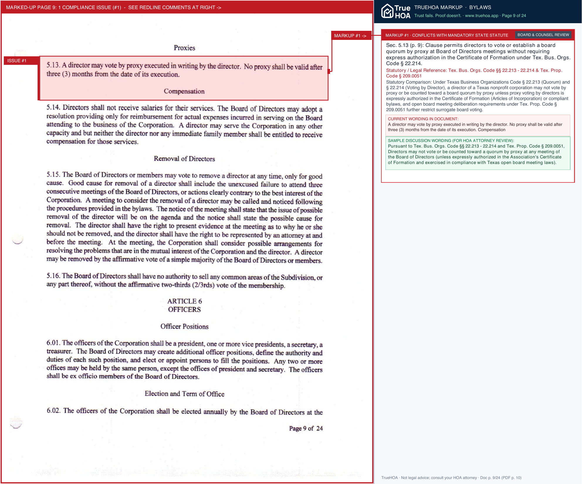 Deerwood Lakes Association 2006 DWLA Bylaws 1 page 9 widened with TrueHOA Crystal AI margin annotations