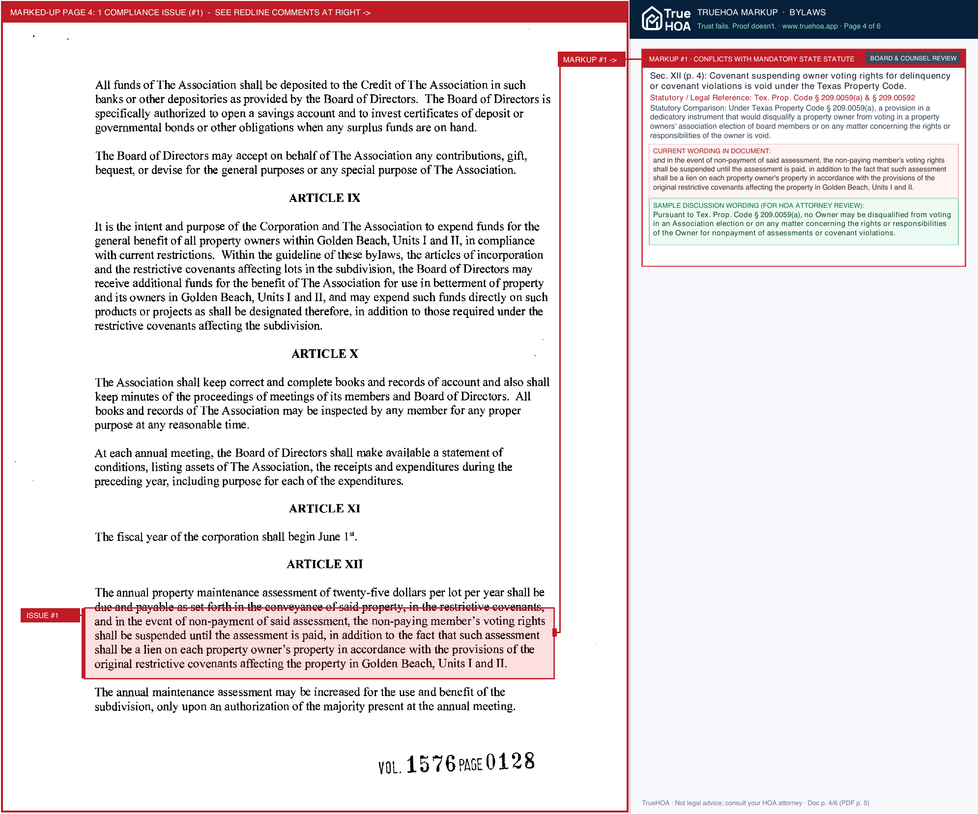 Golden Beach POA Golden Beach Revised Bylaws 072222 page 4 widened with TrueHOA Crystal AI margin annotations