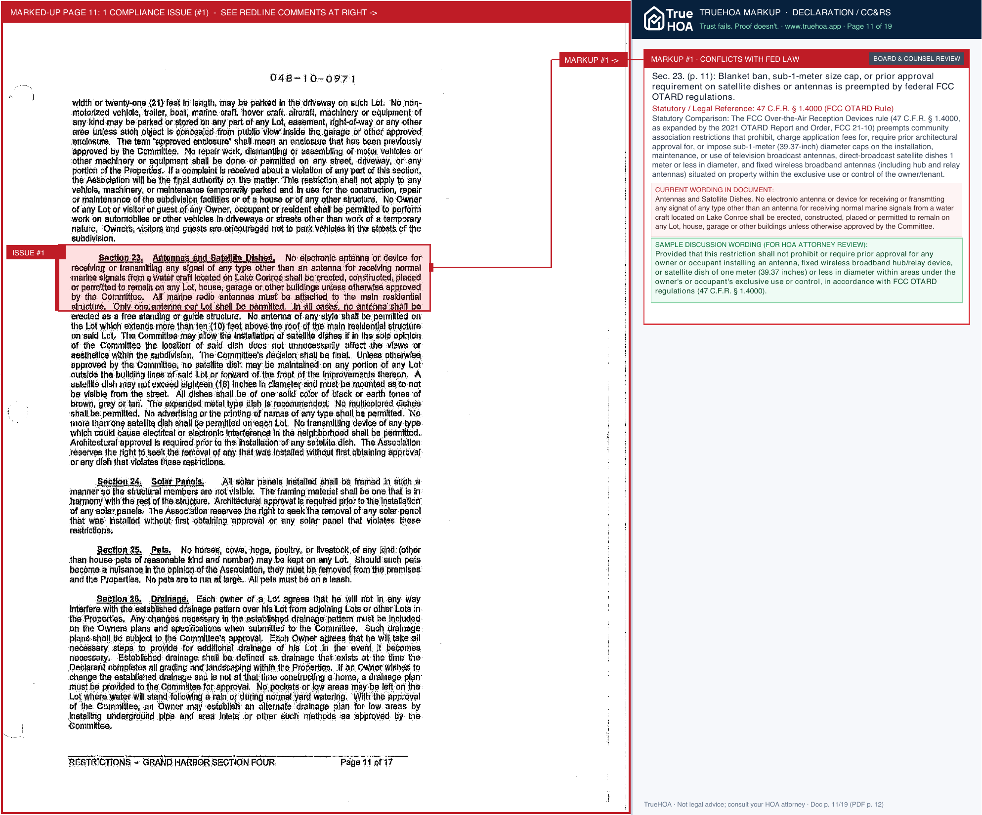 Grand Harbor POA Section 4 Restrictions page 11 widened with TrueHOA Crystal AI margin annotations