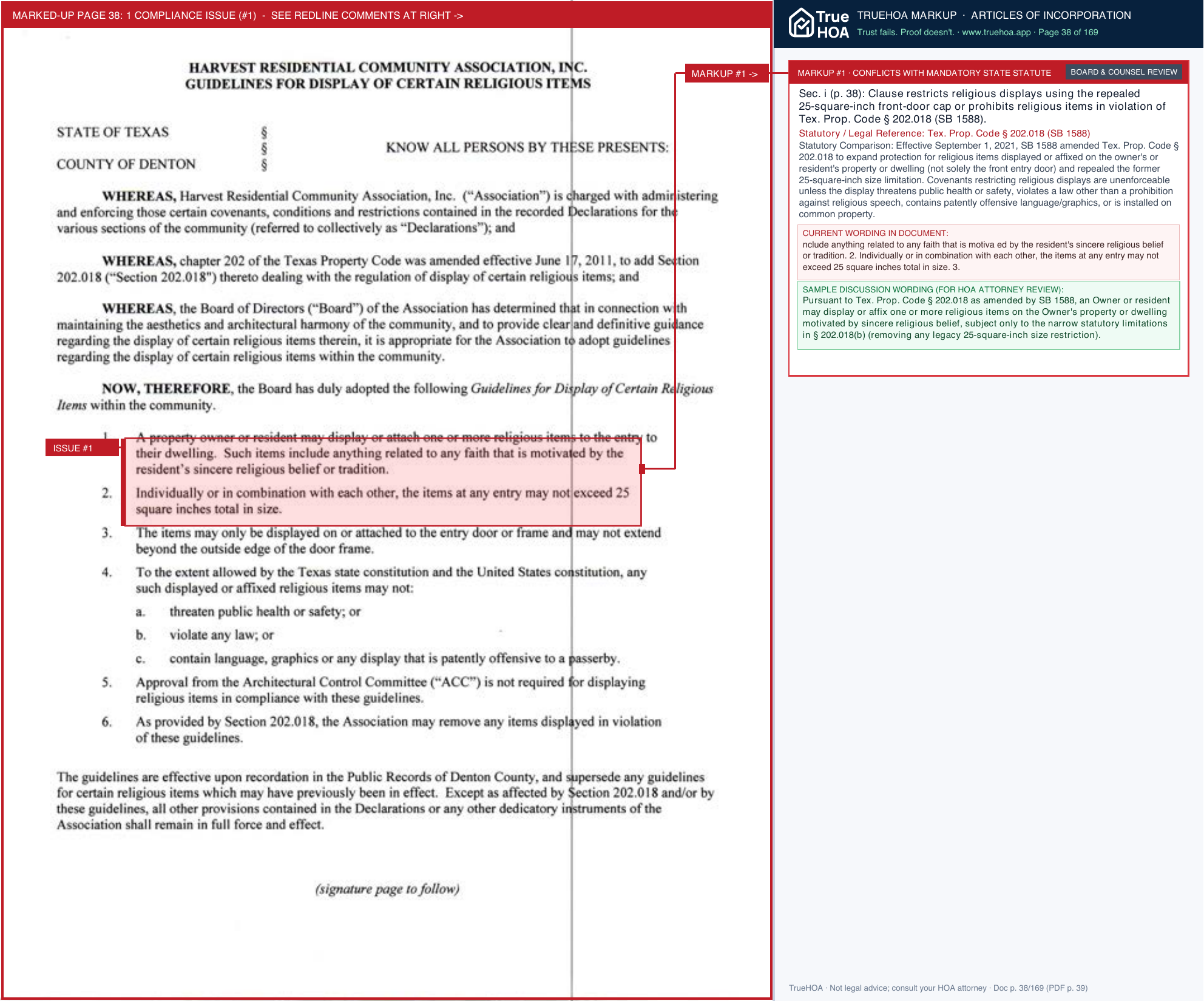 Harvest Residential Community Association Harvest Residential Governing Documents compressed page 38 widened with TrueHOA Crystal AI margin annotations