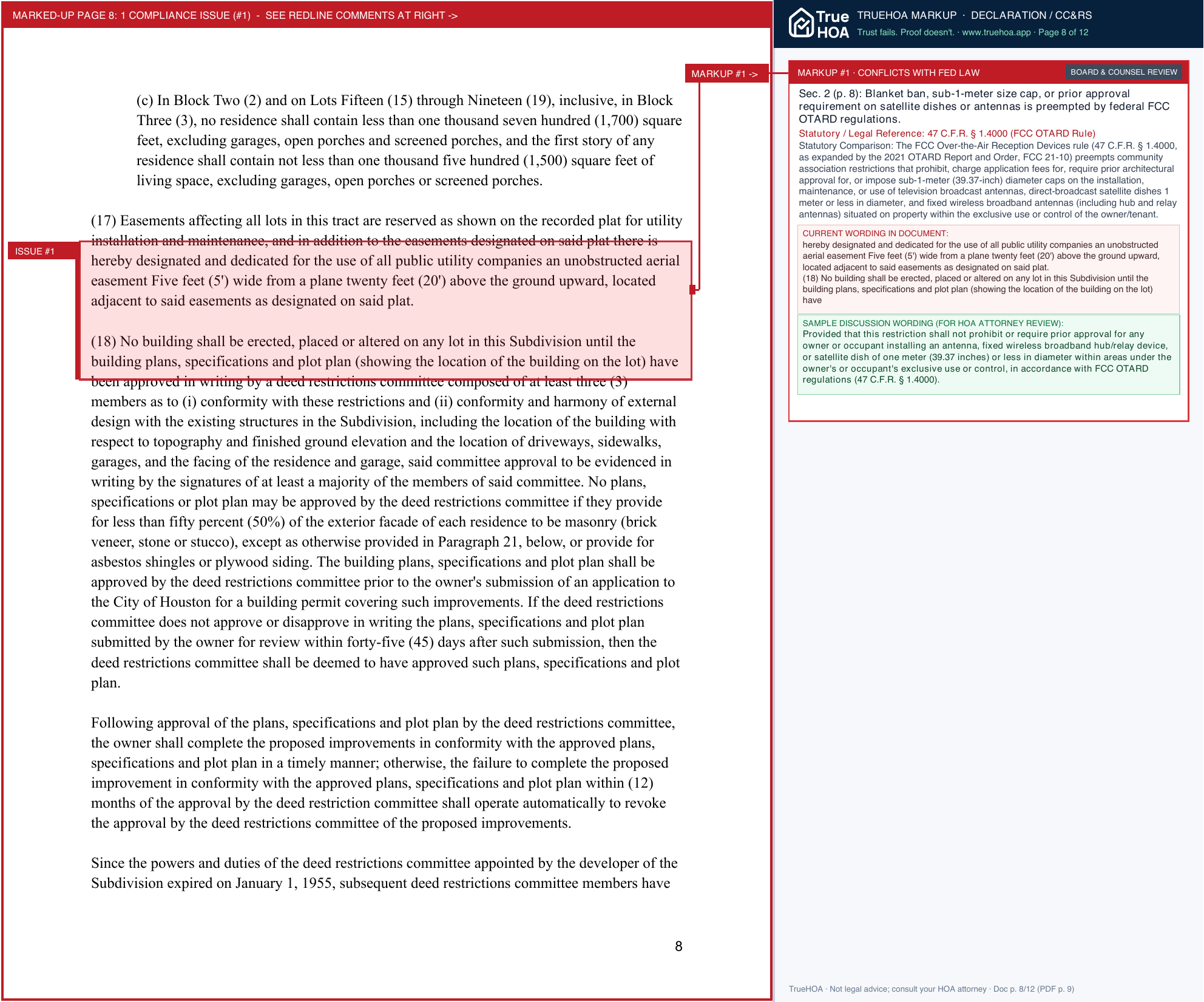 Linkwood Civic Club Linkwood Deed Restrictons As Amended May 2022 page 8 widened with TrueHOA Crystal AI margin annotations