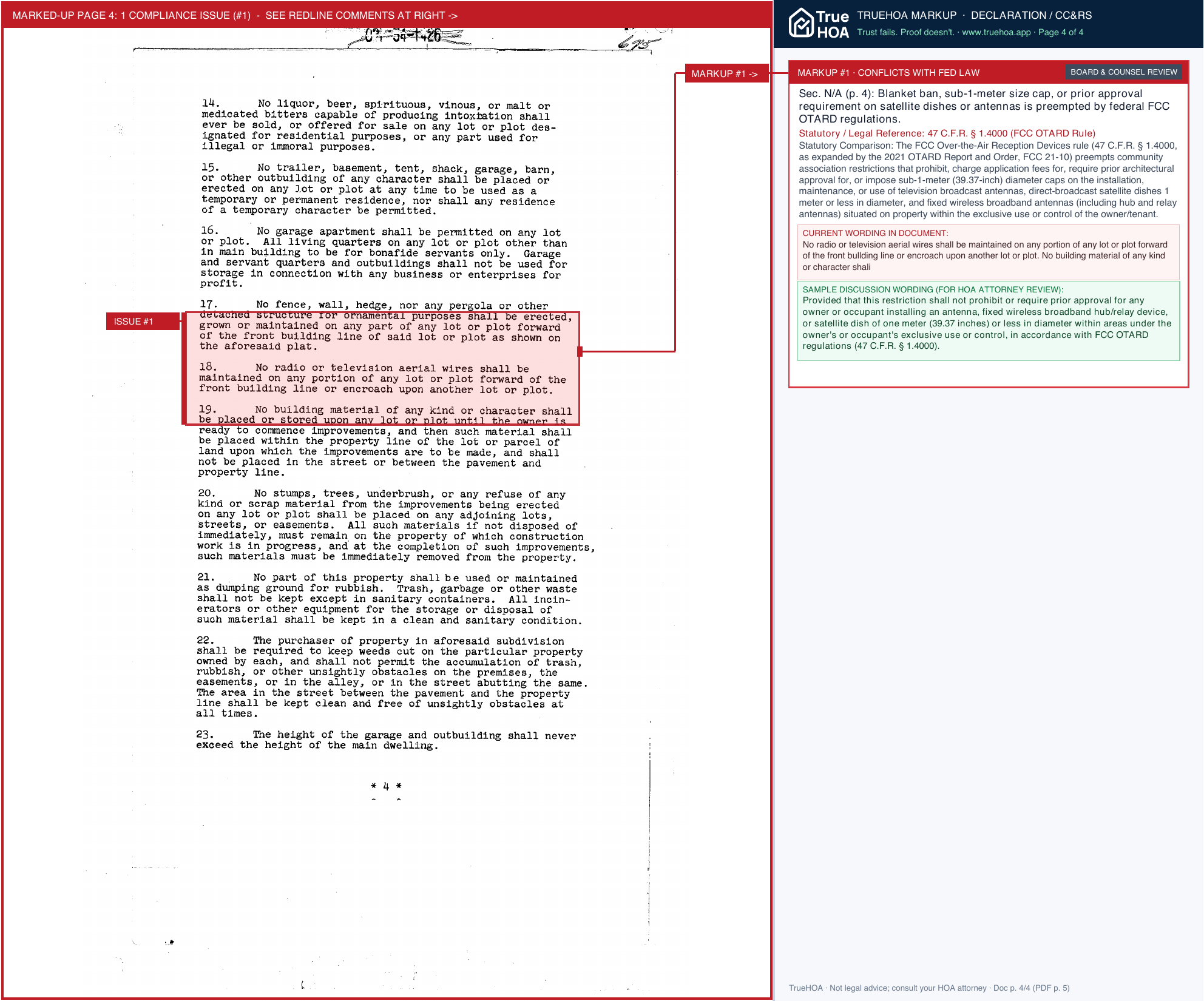 Mangum Manor Civic Club MM Section 1 Deed Restrictions page 4 widened with TrueHOA Crystal AI margin annotations