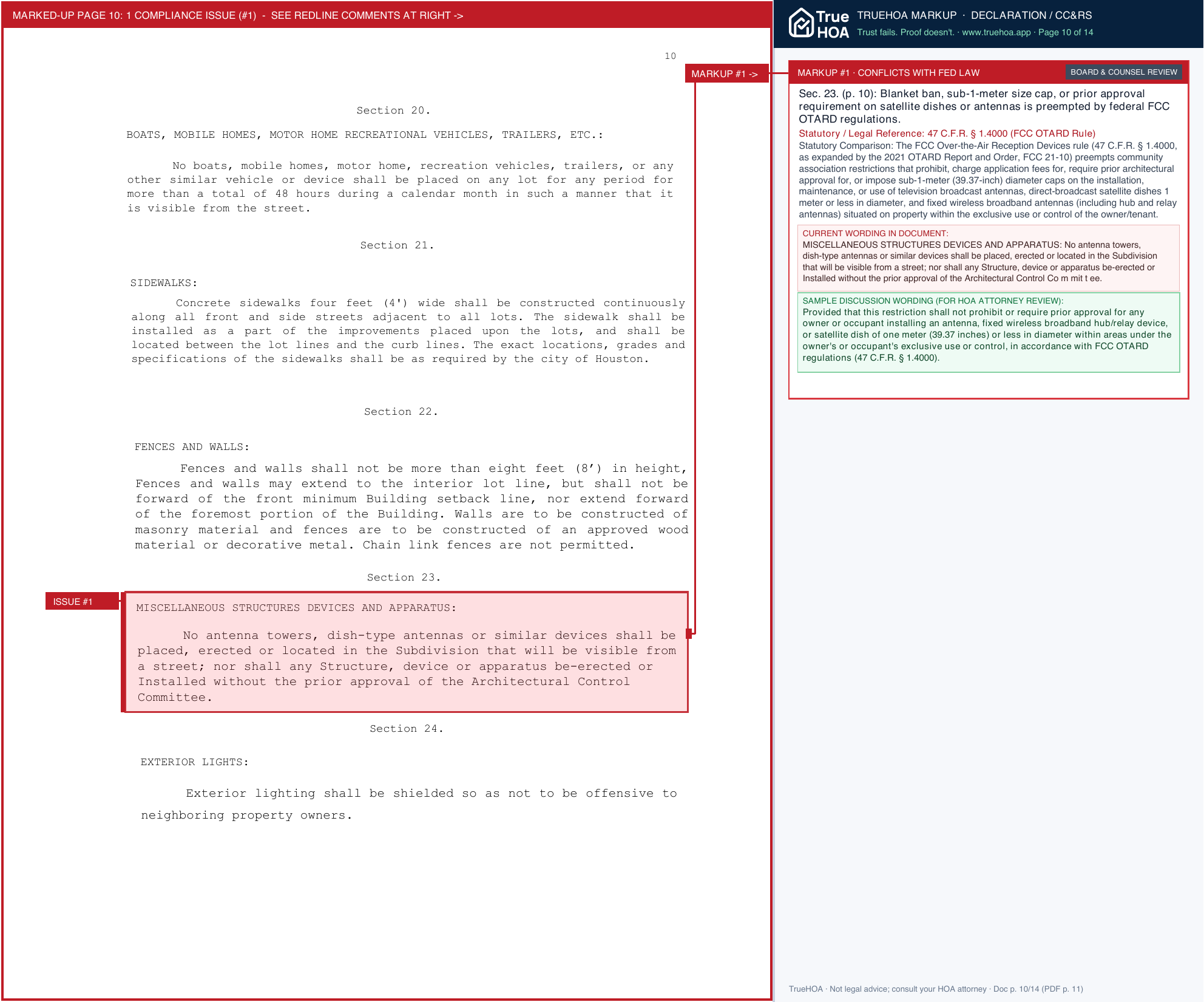 Meyerland Community Improvement Association Section 2 Restrictions OLD page 10 widened with TrueHOA Crystal AI margin annotations