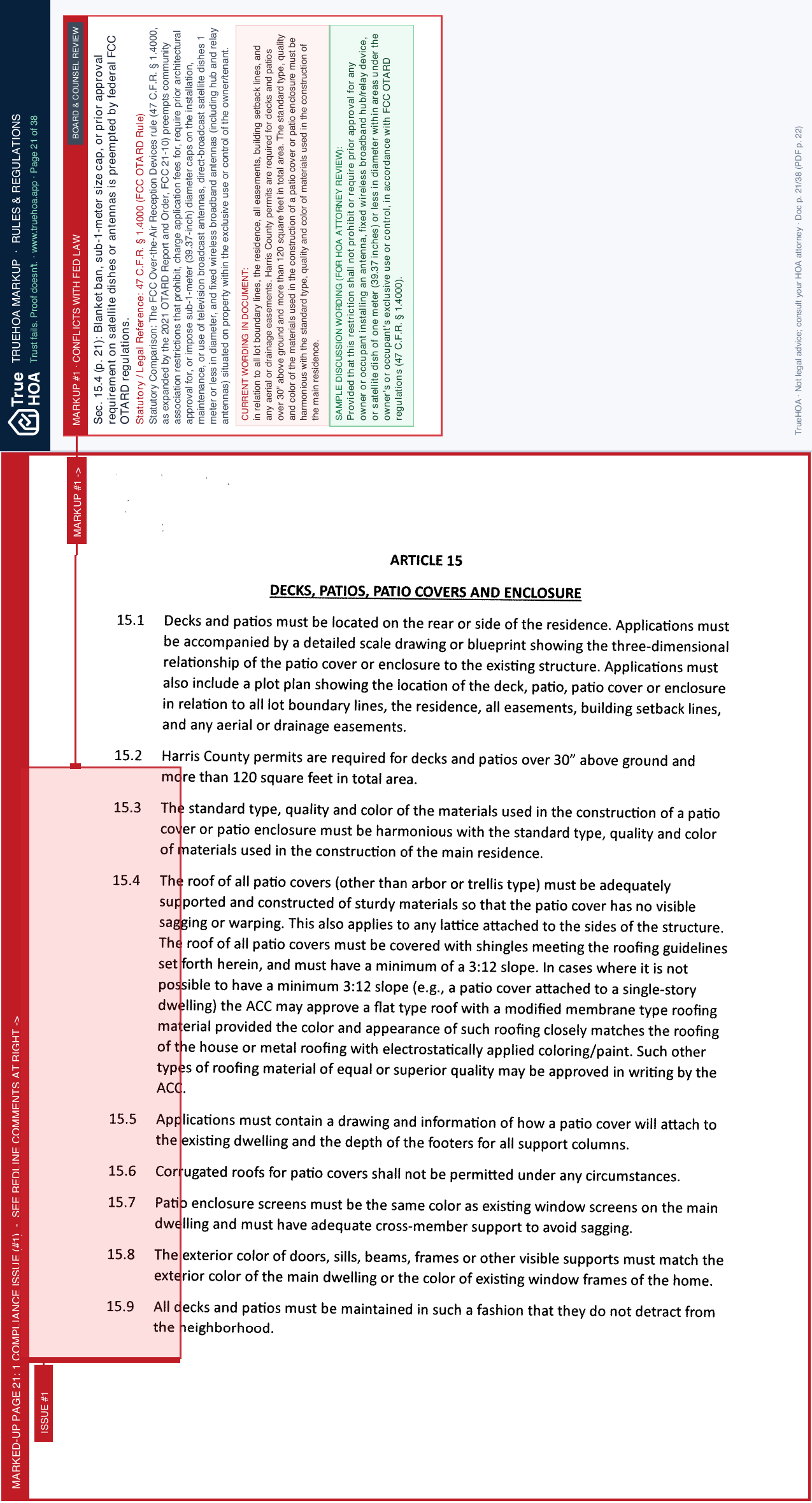 Newport POA Amended And Restated Acc Guidelines page 21 widened with TrueHOA Crystal AI margin annotations